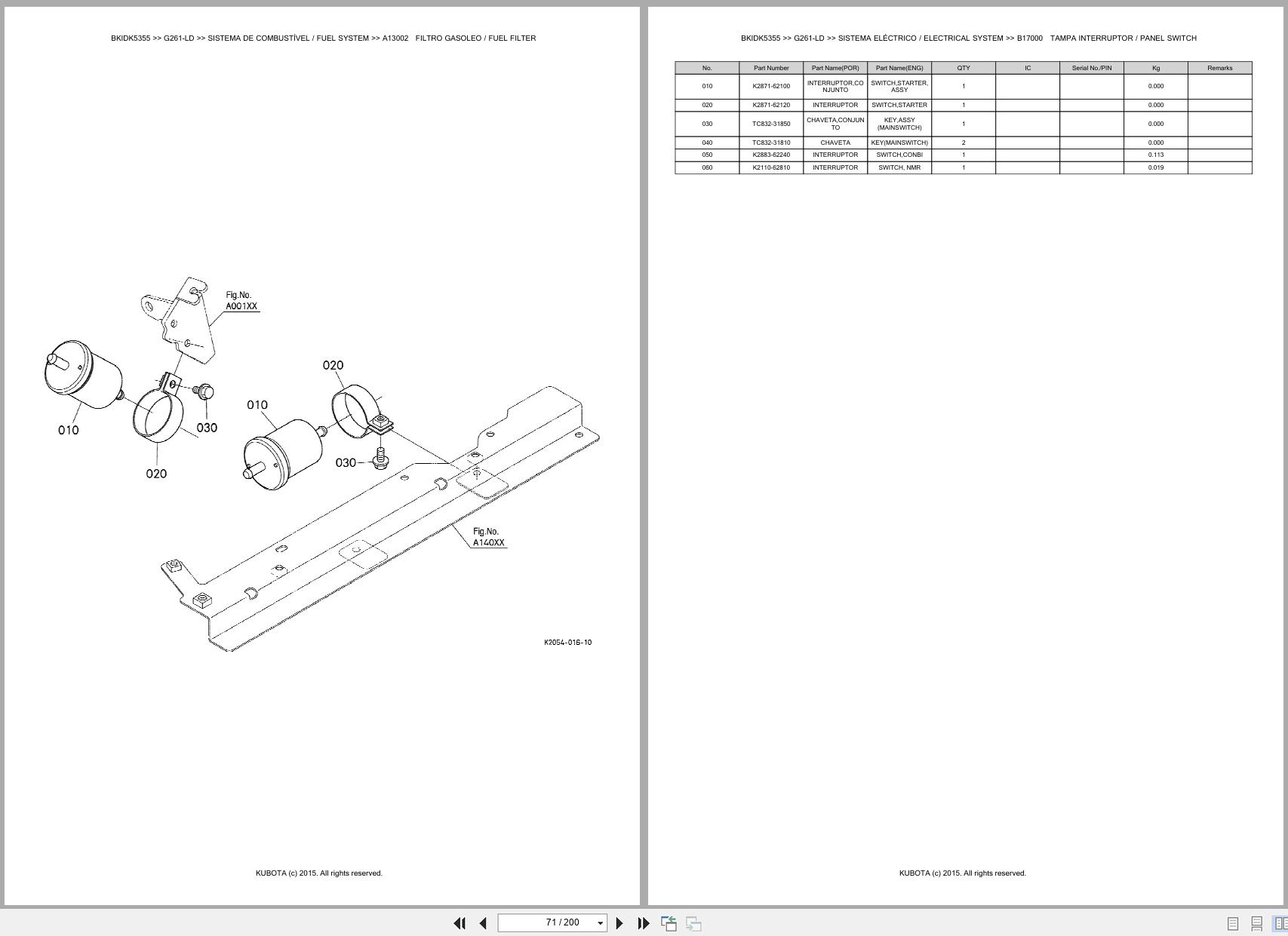 Kubota Garden Tractor G261 LD Spare Parts Catalog EN PT (2)