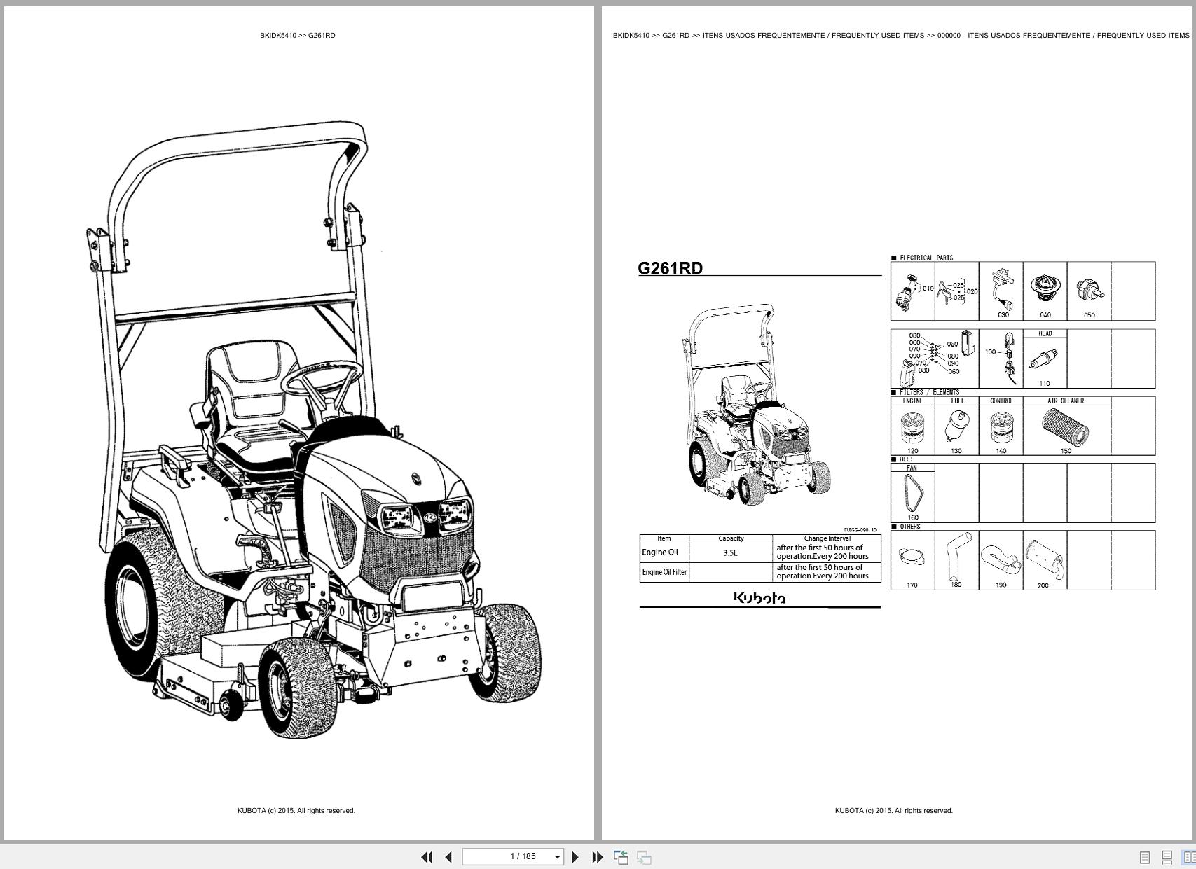 Kubota Garden Tractor G261RD Spare Parts Catalog EN PT (1)