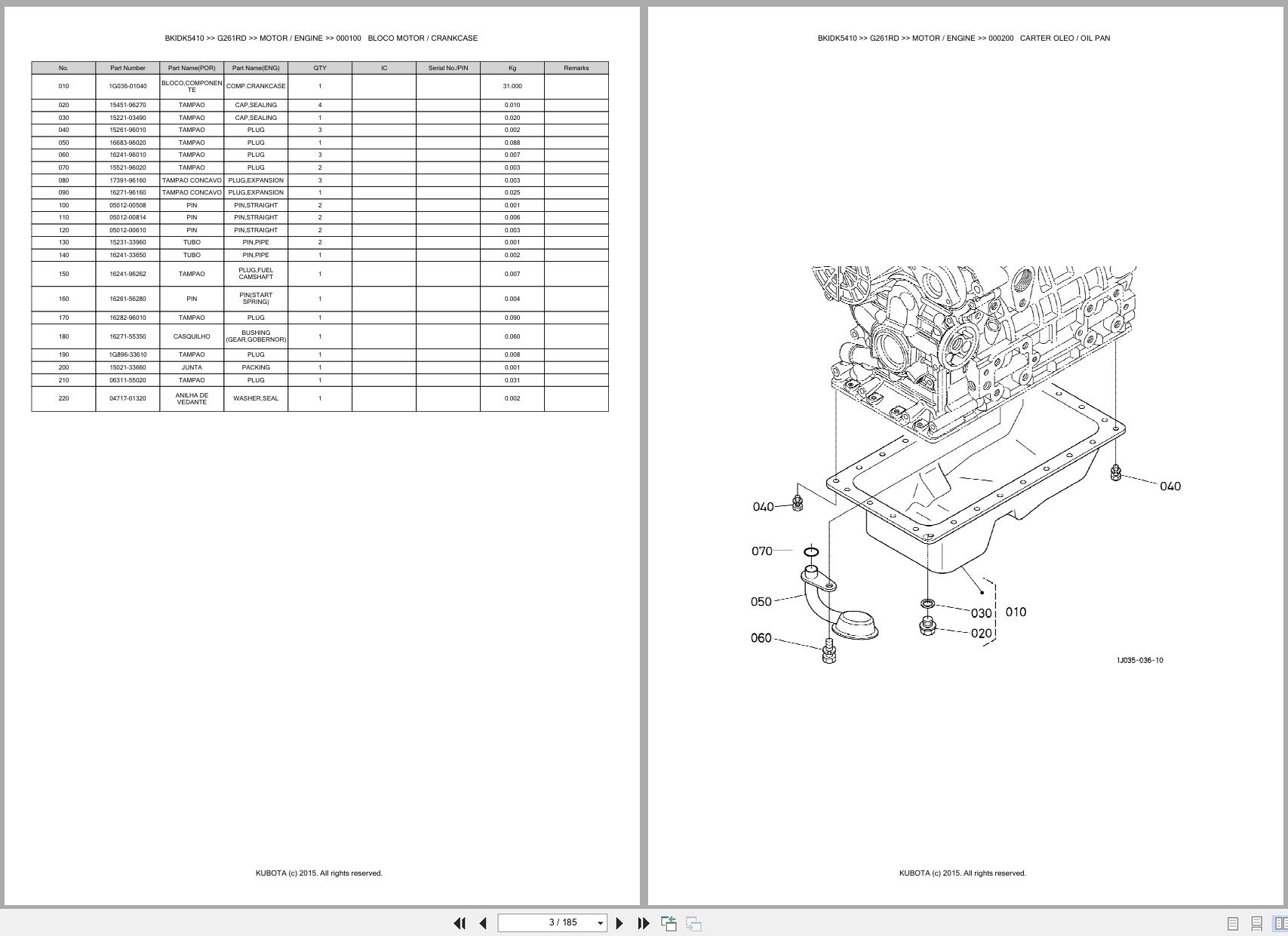 Kubota Garden Tractor G261RD Spare Parts Catalog EN PT (3)