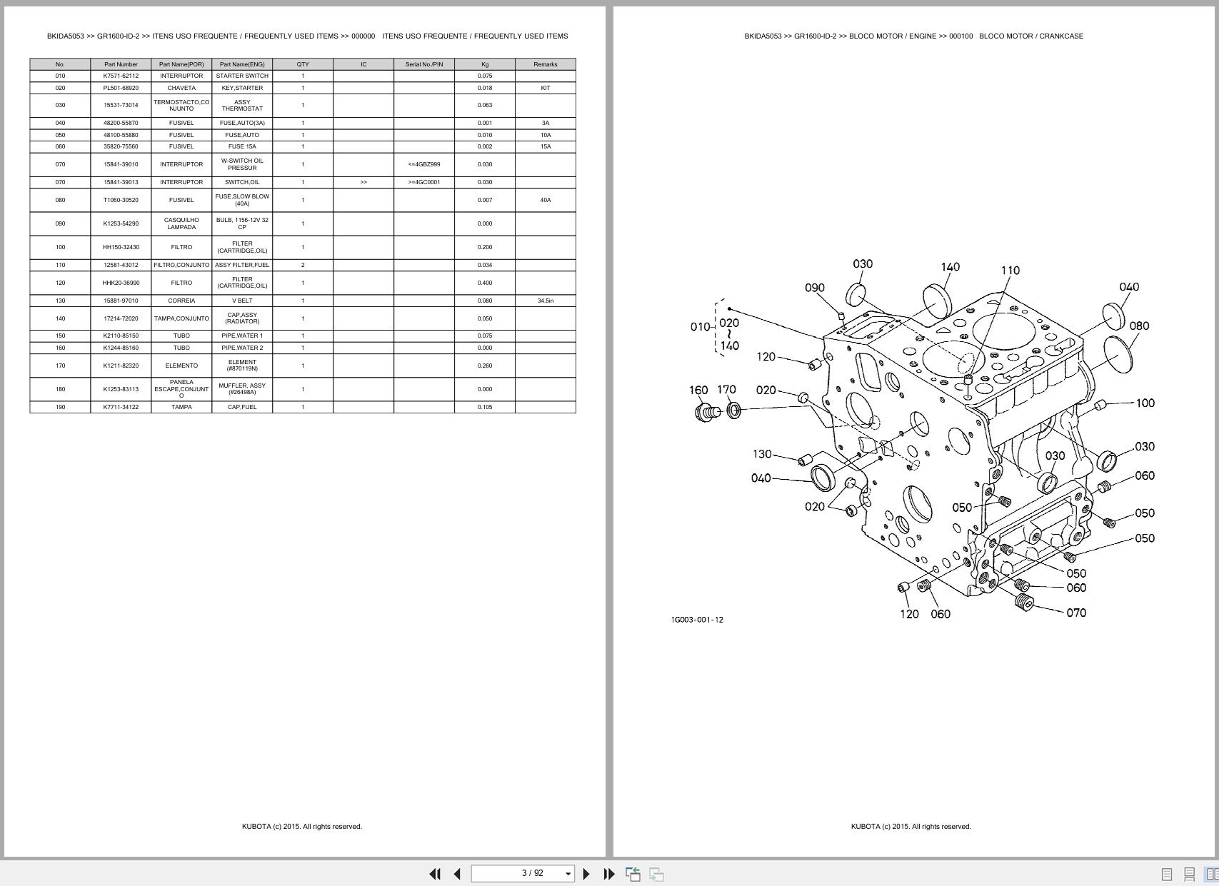 Kubota Garden Tractor GR1600 ID 2 Spare Parts Catalog EN PT (3)