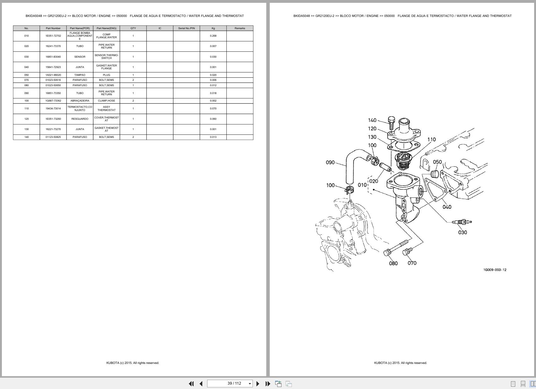 Kubota Garden Tractor GR2120EU 2 Spare Parts Catalog EN PT (2)