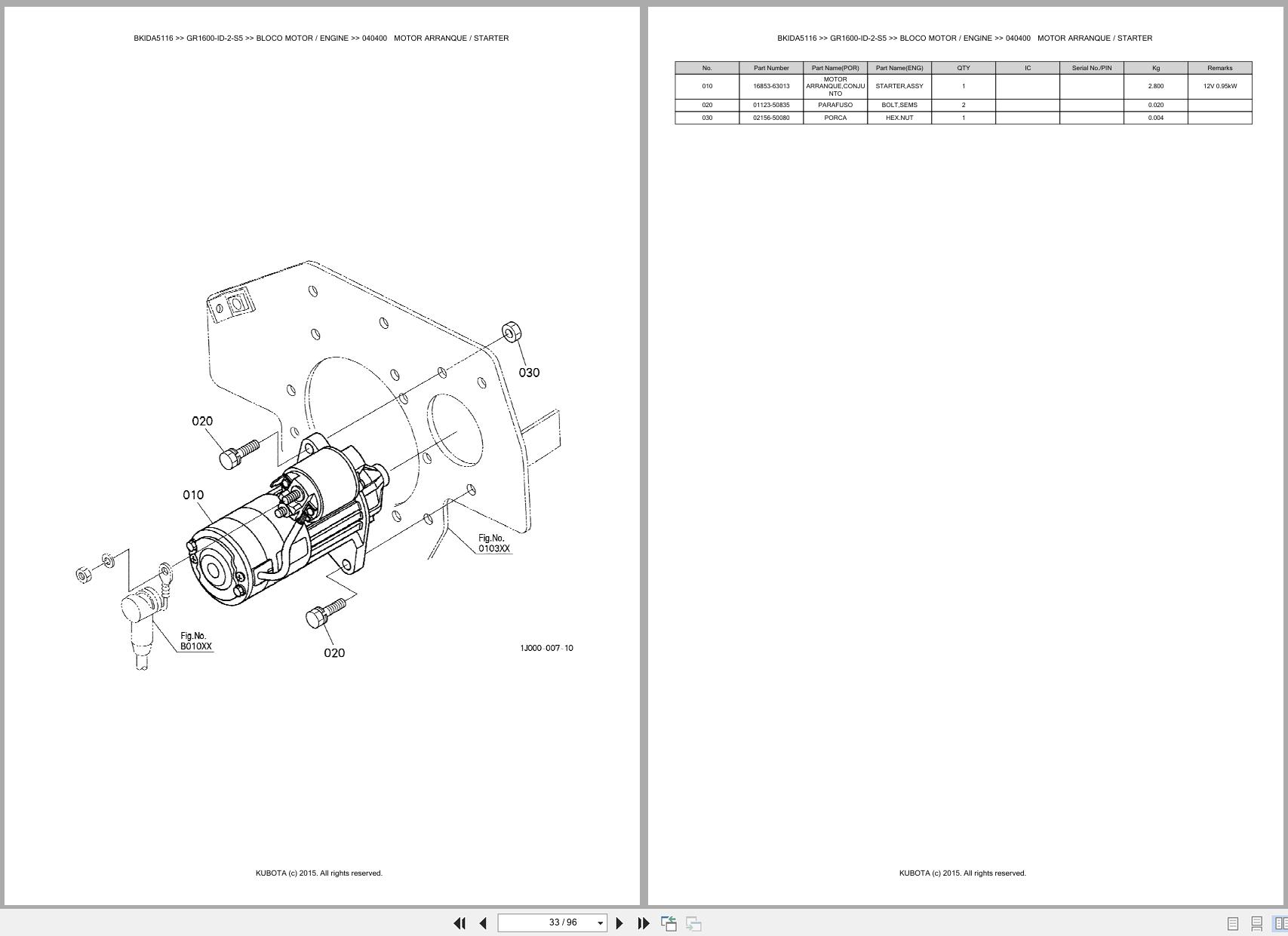Kubota Lawn Garden Tractor GR1600 ID 2 S5 Spare Parts Catalog EN PT (2)
