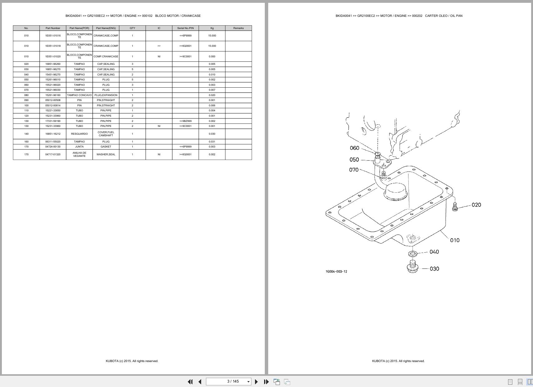 Kubota Lawn Garden Tractor GR2100EC2 Spare Parts Catalog EN PT (3)