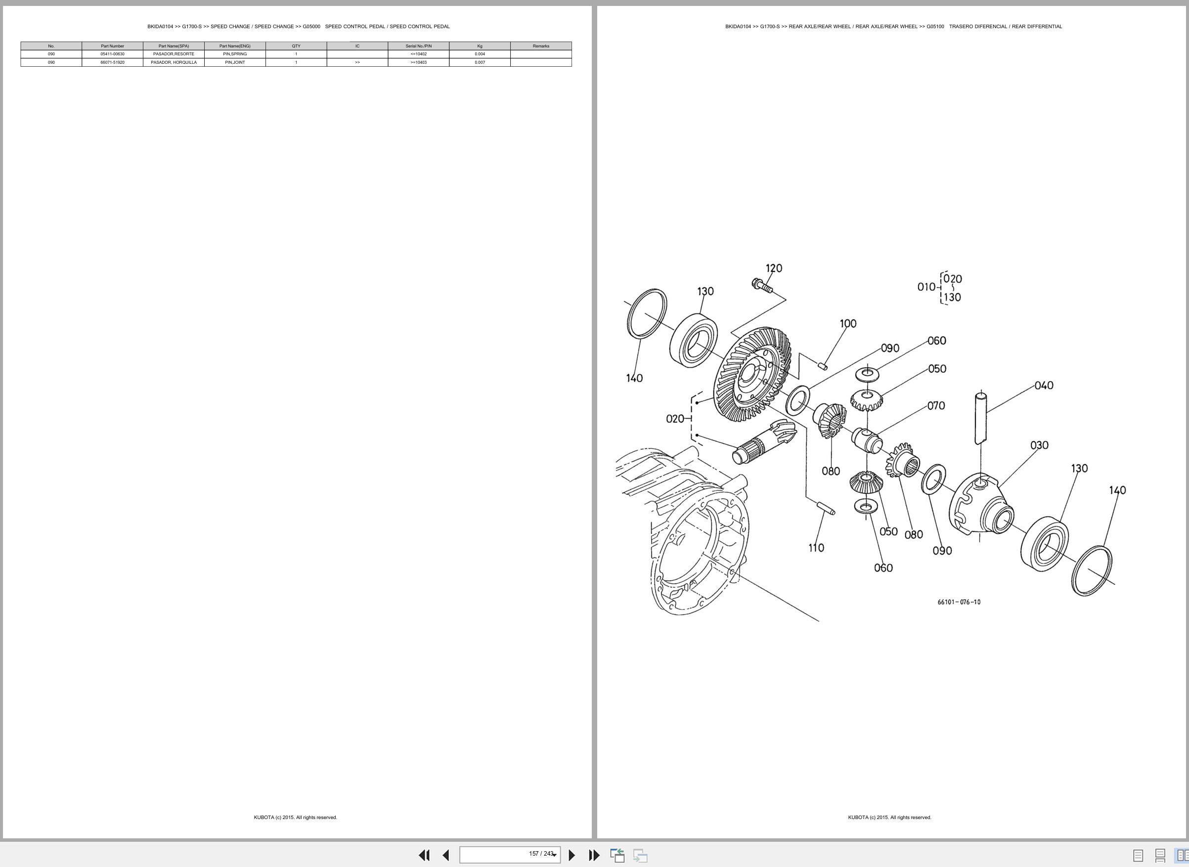 Kubota Lawn Mower G1700 S Spare Parts Catalog EN ES (3)