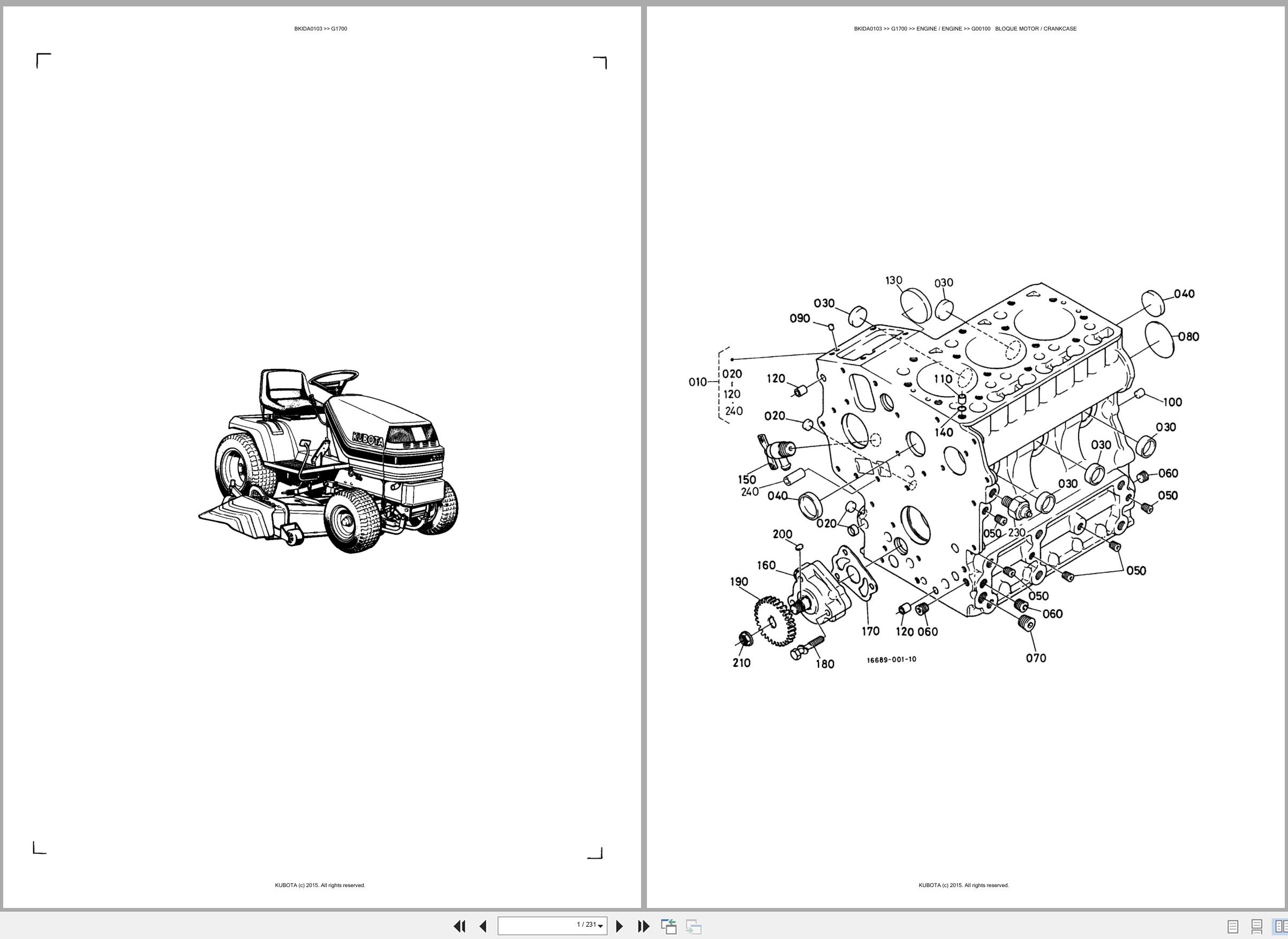 Kubota Lawn Mower G1700 Spare Parts Catalog EN ES (1)
