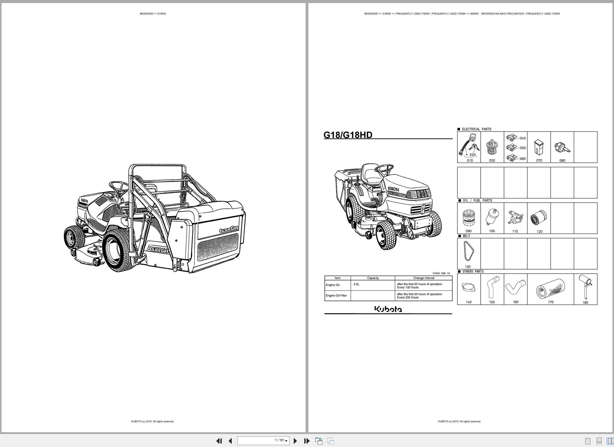 Kubota Lawn Mower G18HD Spare Parts Catalog EN ES (1)