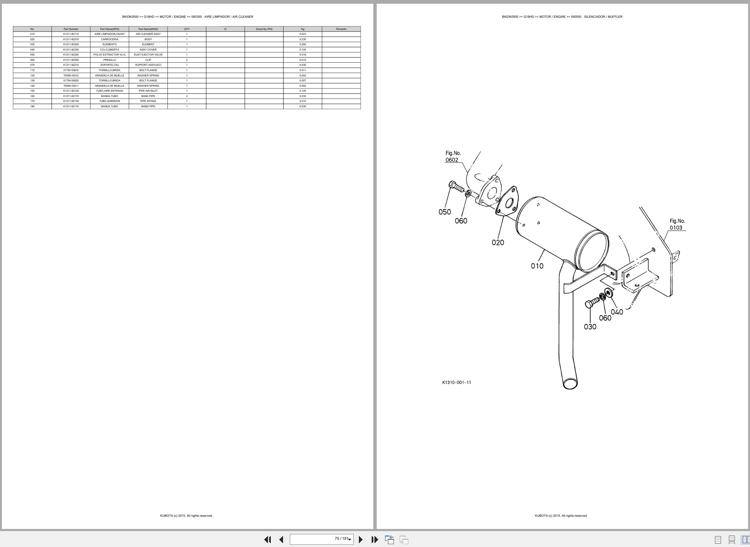 Kubota Lawn Mower G18HD Spare Parts Catalog EN ES (2)