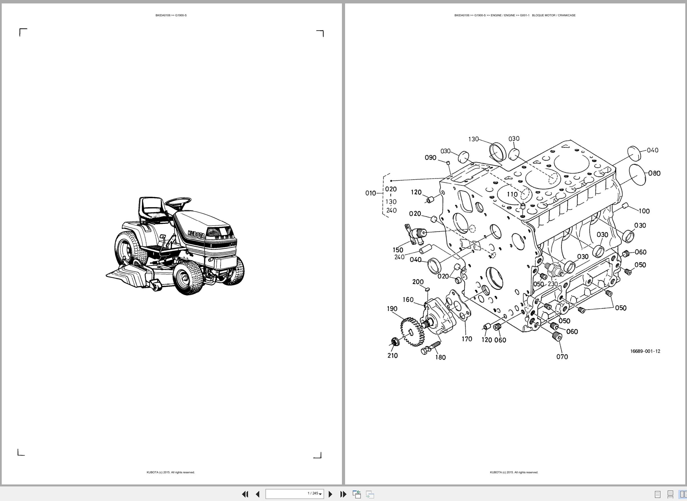 Kubota Lawn Mower G1900 S Spare Parts Catalog EN ES (1)