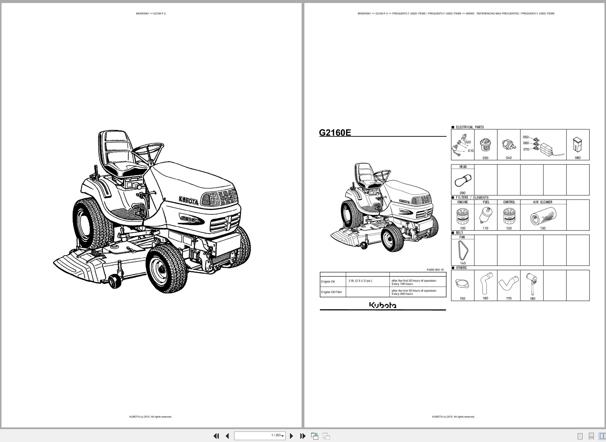 Kubota Lawn Mower G2160 F 2 Spare Parts Catalog EN ES (1)