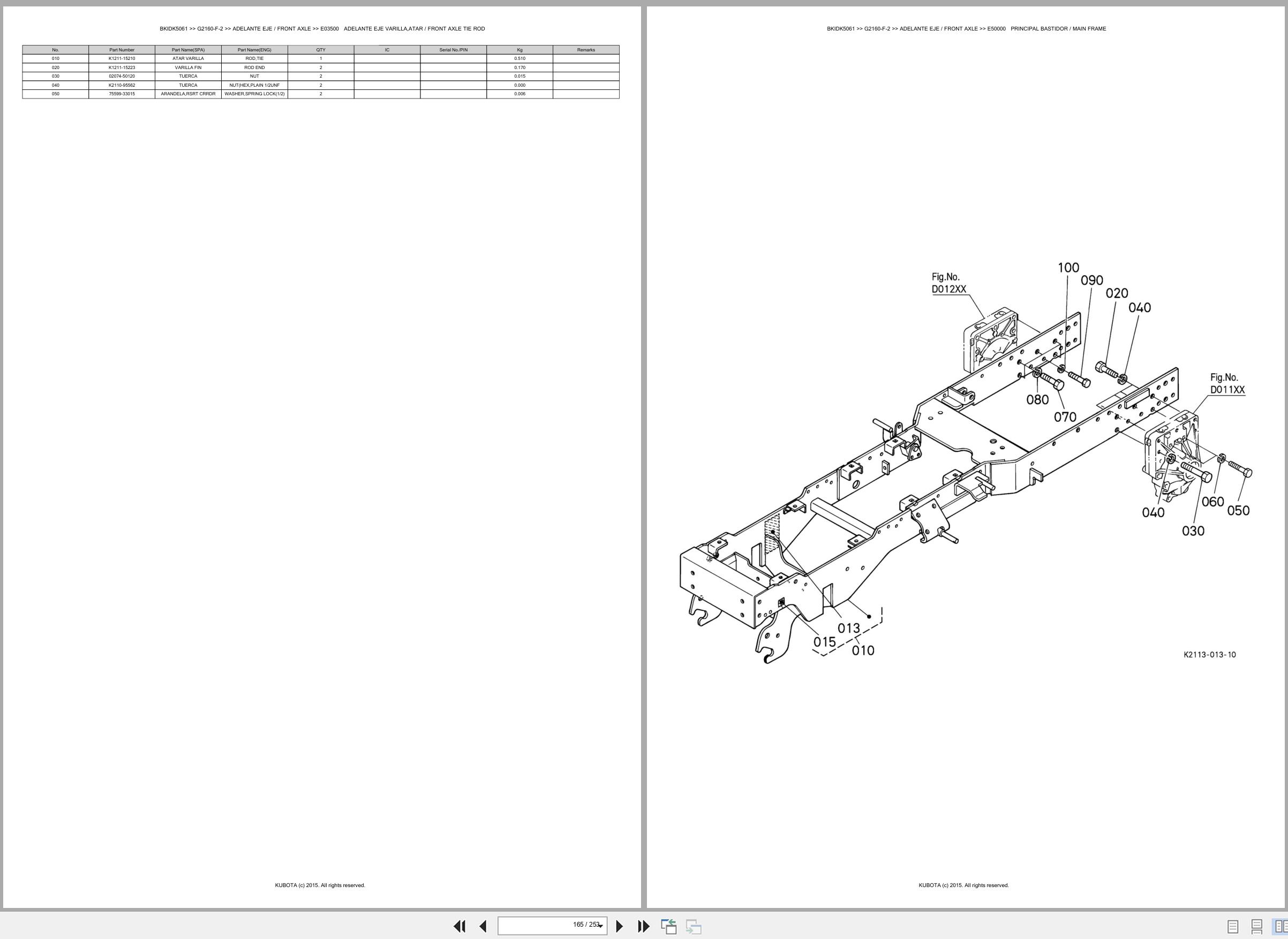 Kubota Lawn Mower G2160 F 2 Spare Parts Catalog EN ES (3)