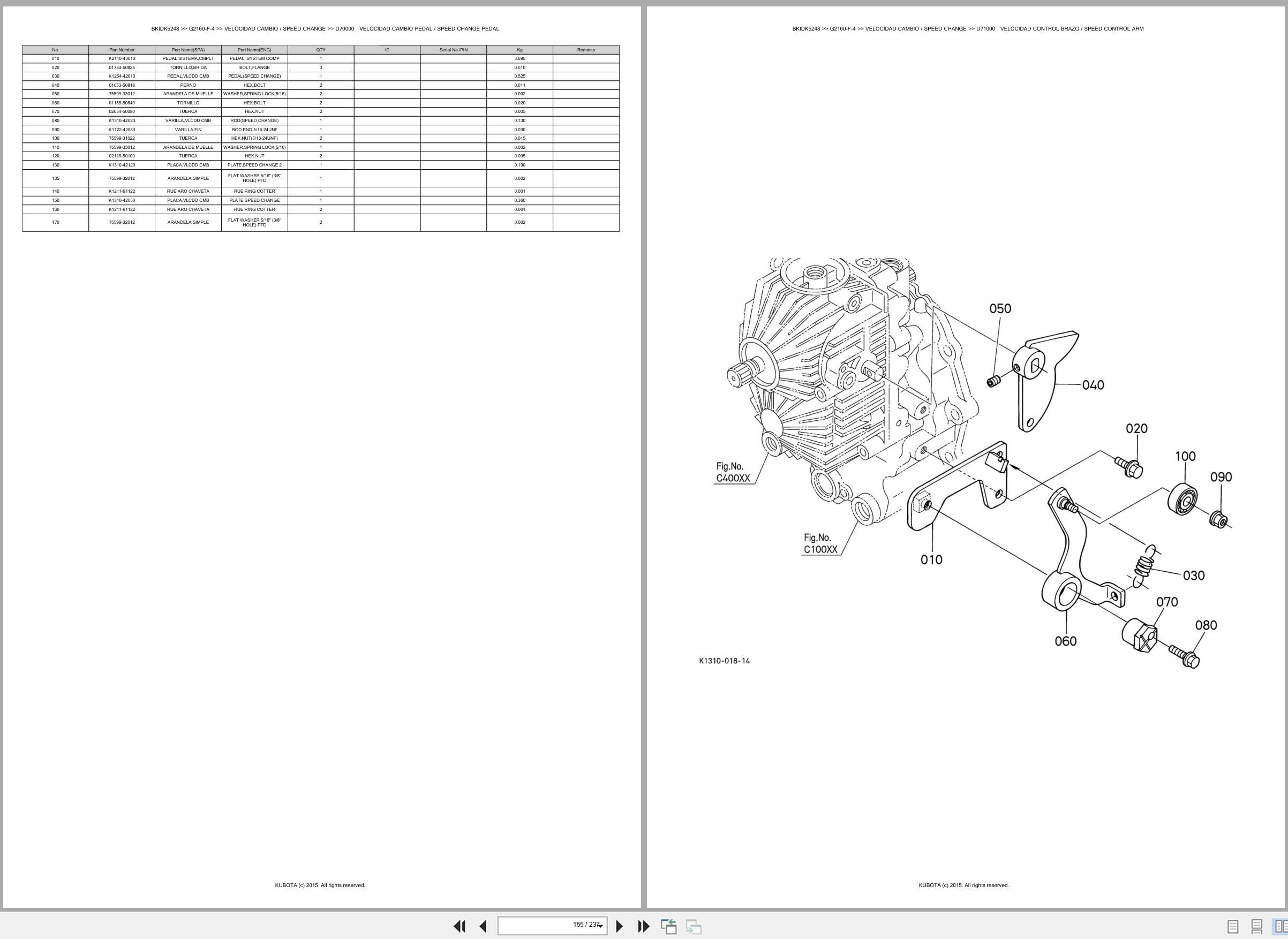 Kubota Lawn Mower G2160 F 4 Spare Parts Catalog EN ES (3)