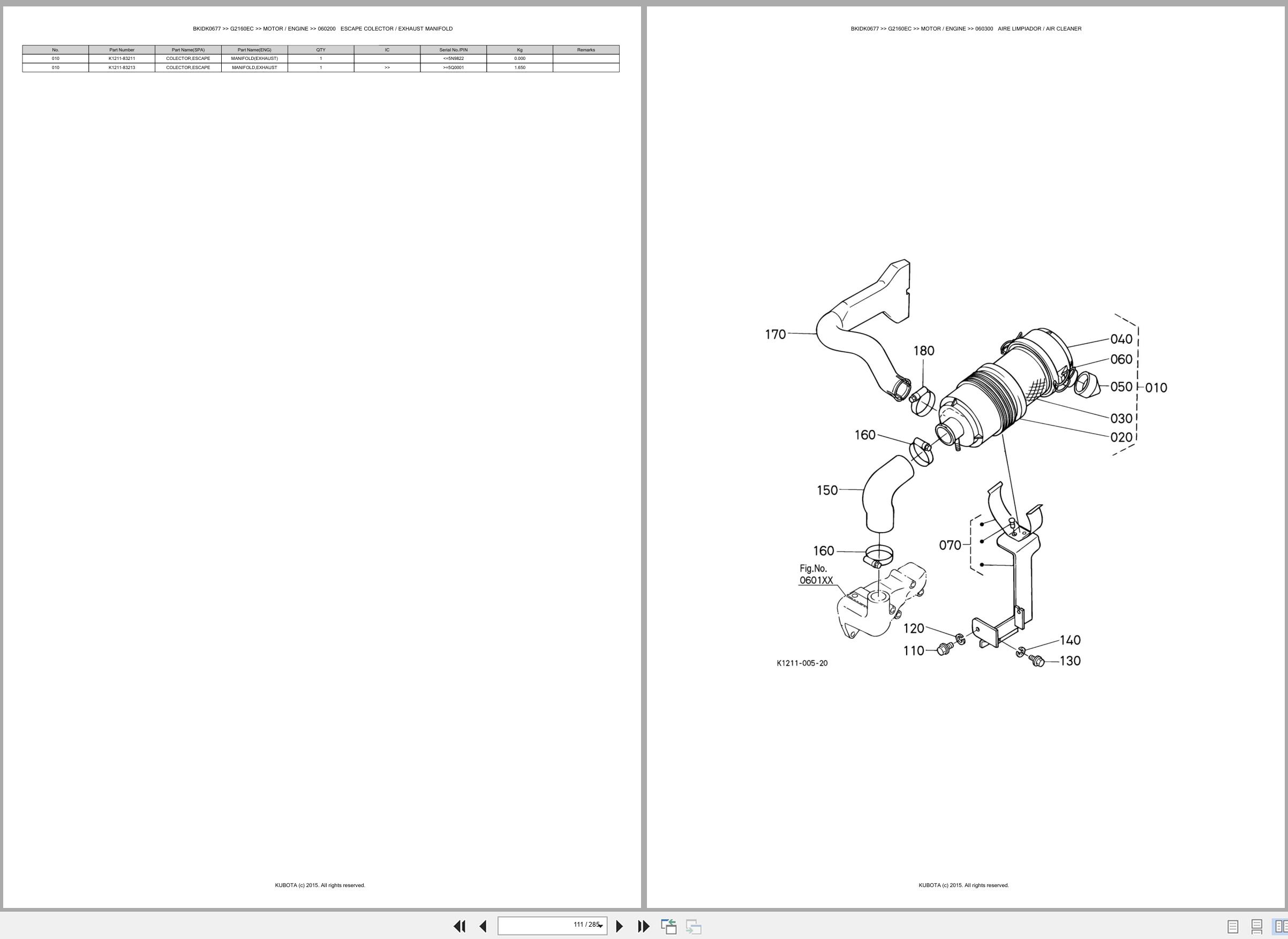 Kubota Lawn Mower G2160EC Spare Parts Catalog EN ES (2)