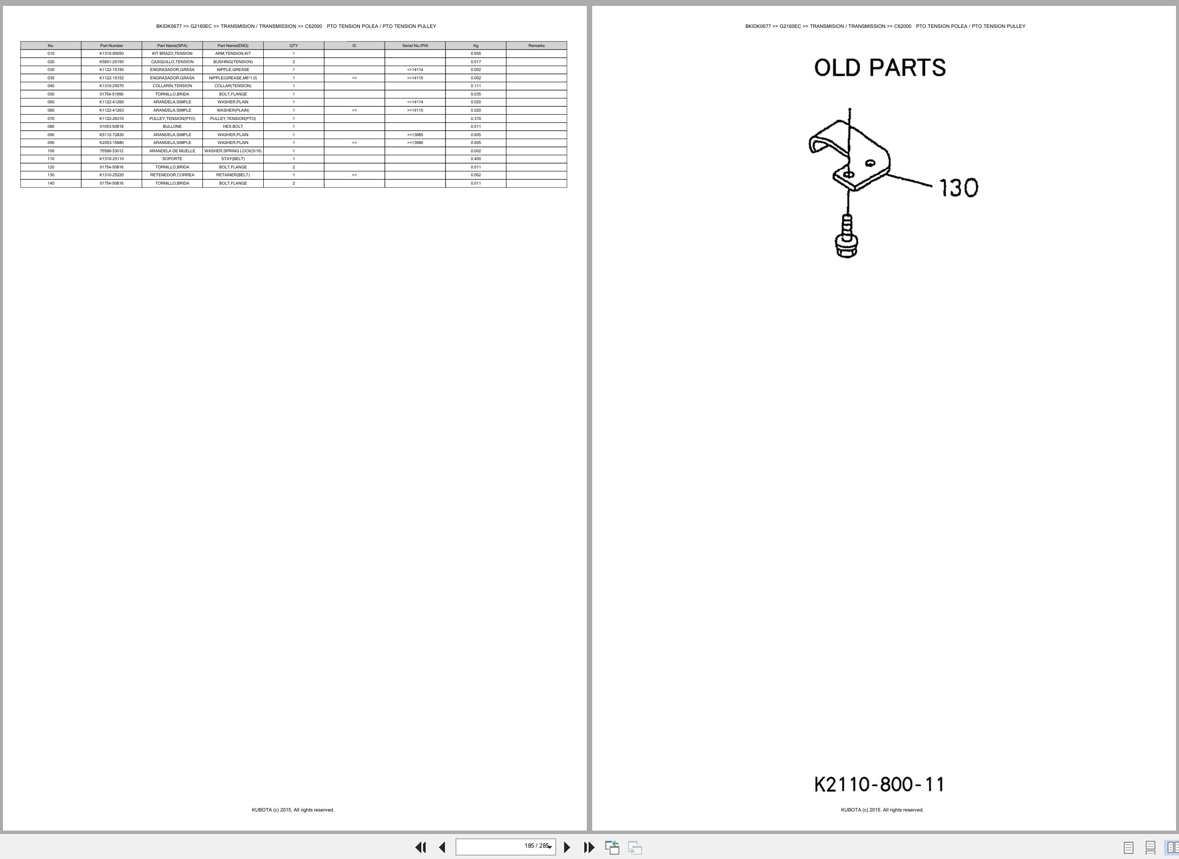 Kubota Lawn Mower G2160EC Spare Parts Catalog EN ES (3)