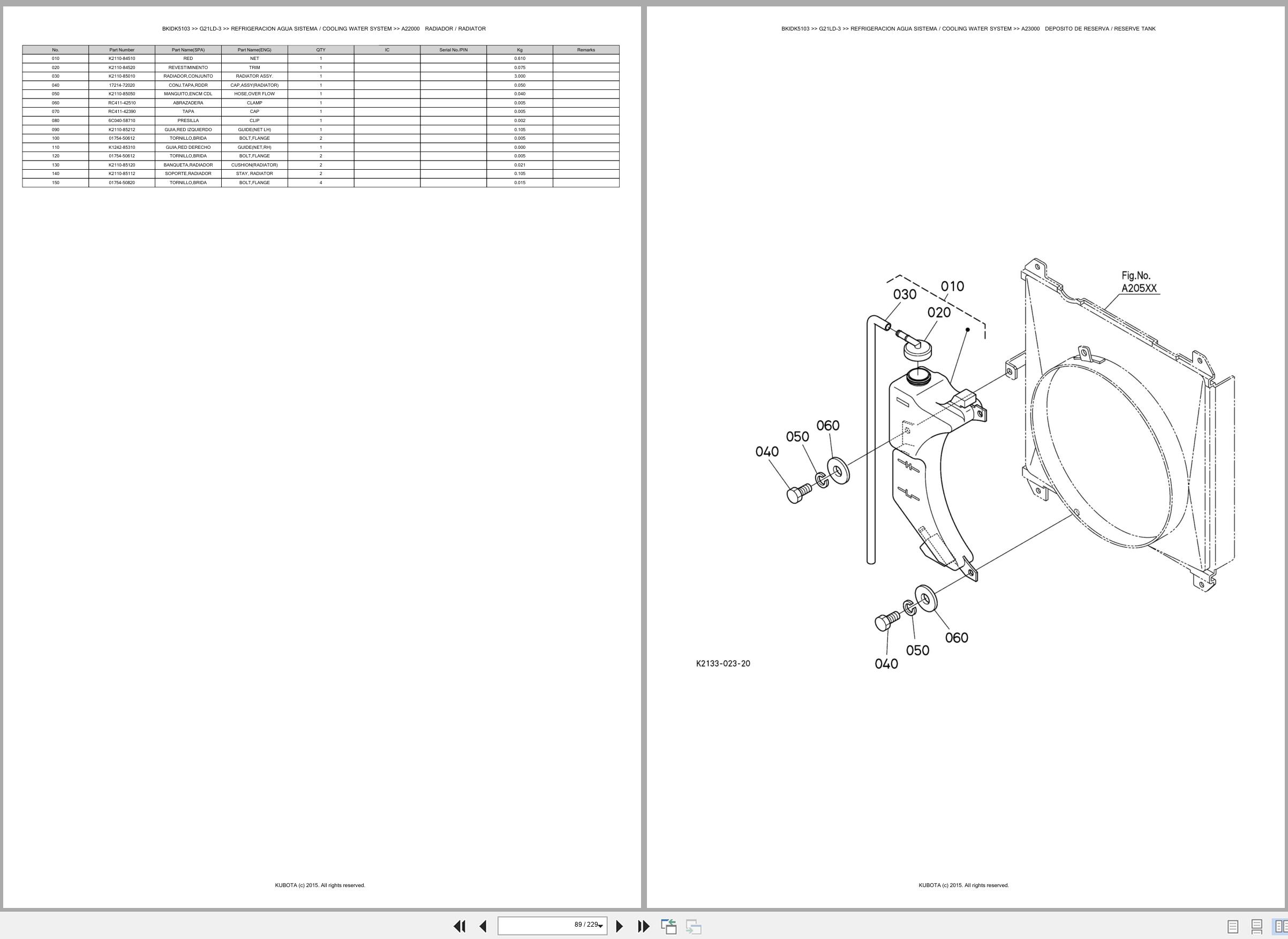 Kubota Lawn Mower G21LD 3 Spare Parts Catalog EN ES (2)