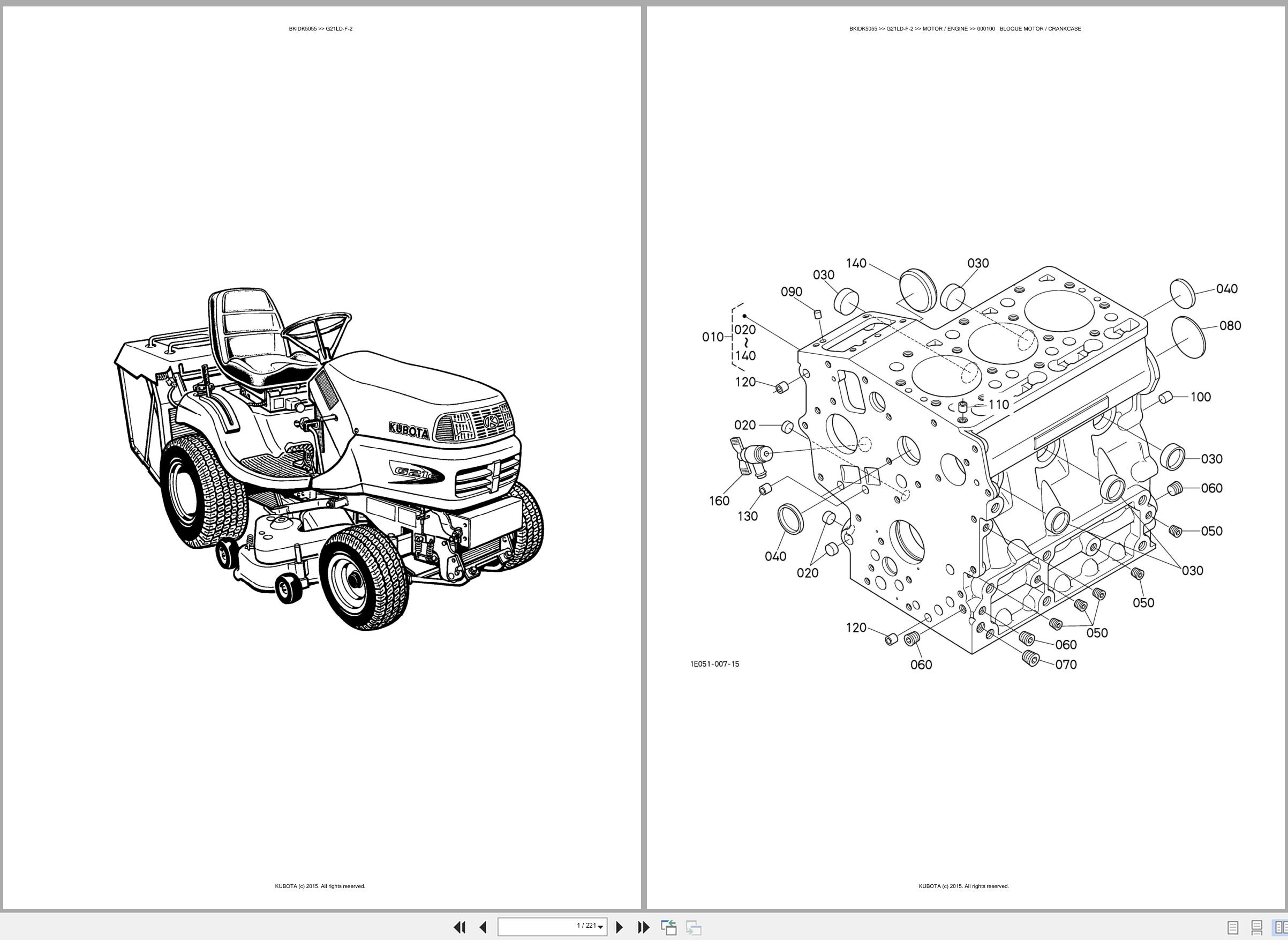 Kubota Lawn Mower G21LD F 2 Spare Parts Catalog EN ES (1)