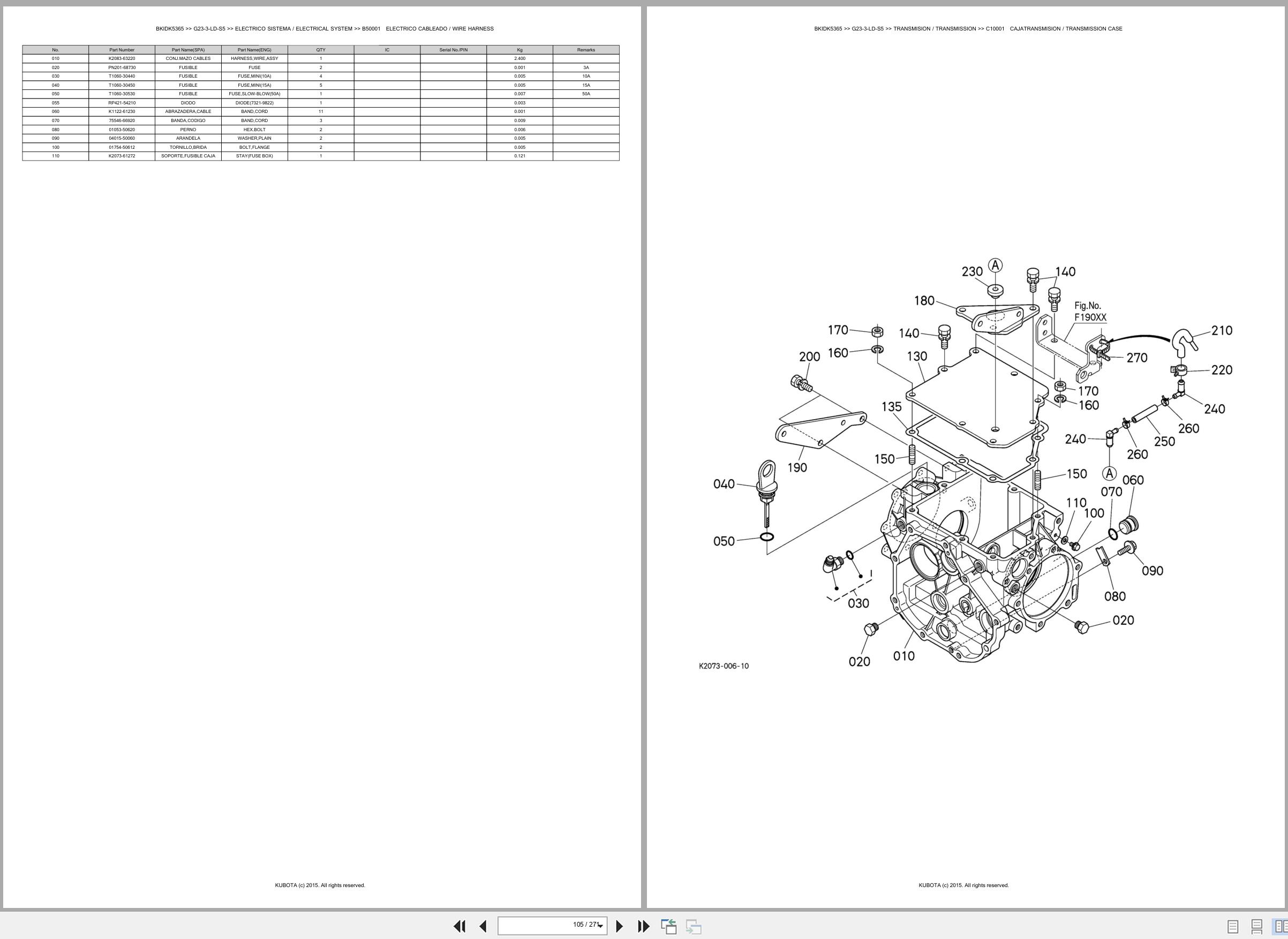 Kubota Lawn Mower G23 3 LD S5 Spare Parts Catalog EN ES (2)
