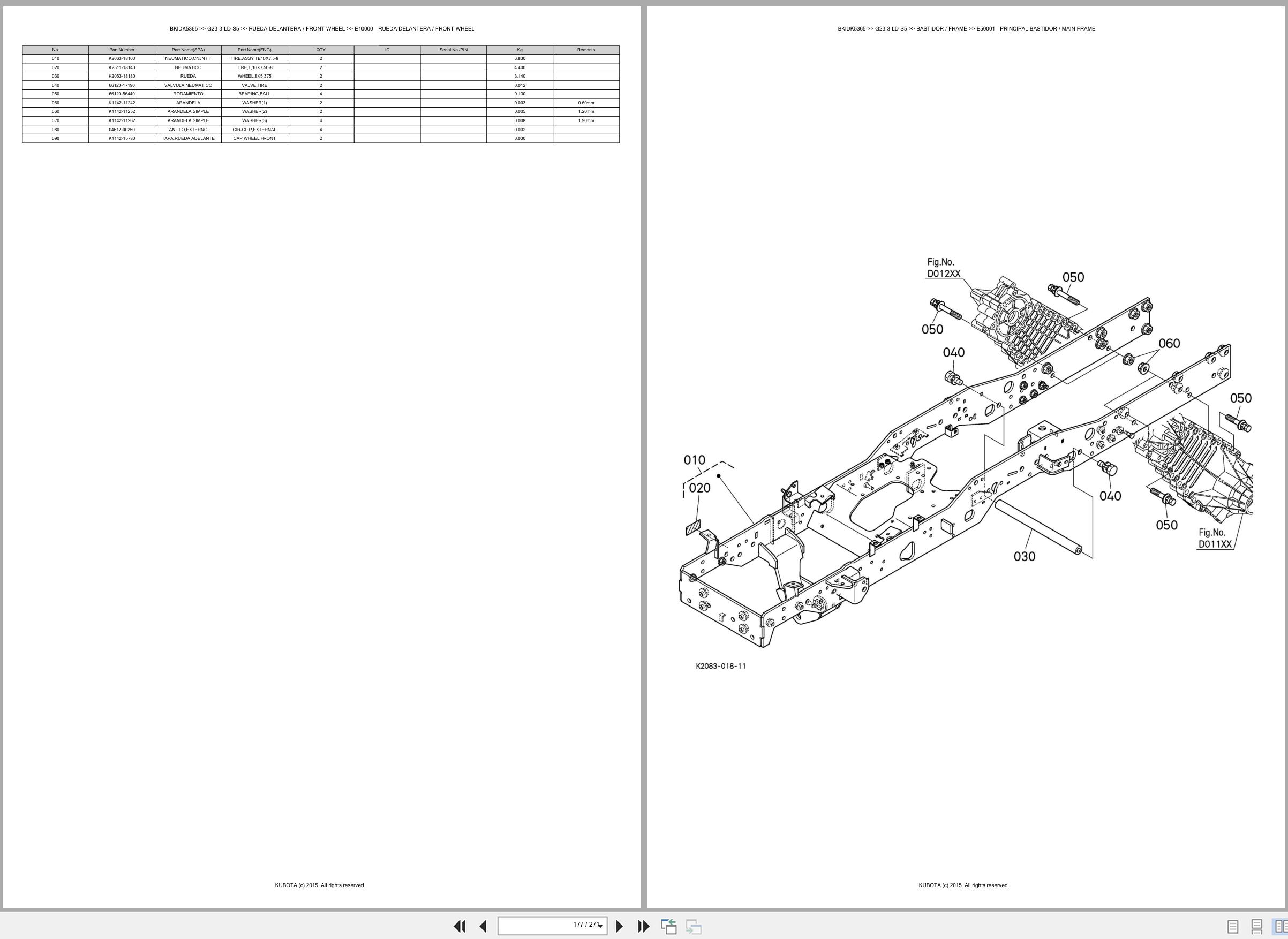 Kubota Lawn Mower G23 3 LD S5 Spare Parts Catalog EN ES (3)