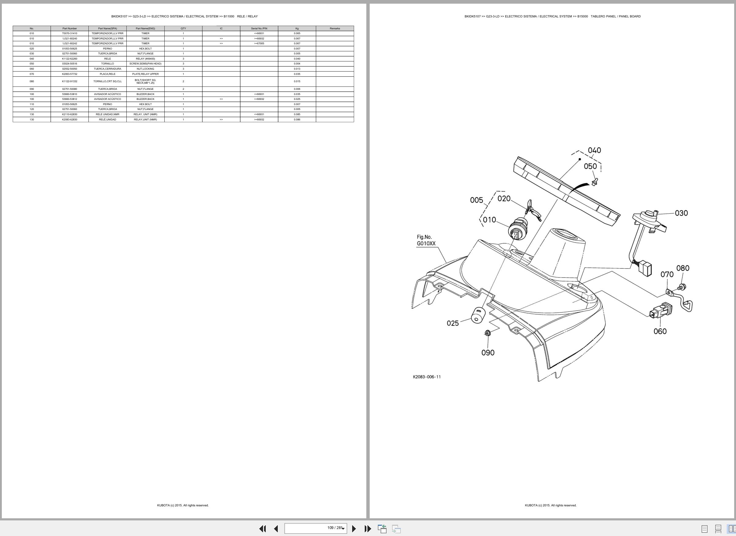 Kubota Lawn Mower G23 3 LD Spare Parts Catalog EN ES (2)