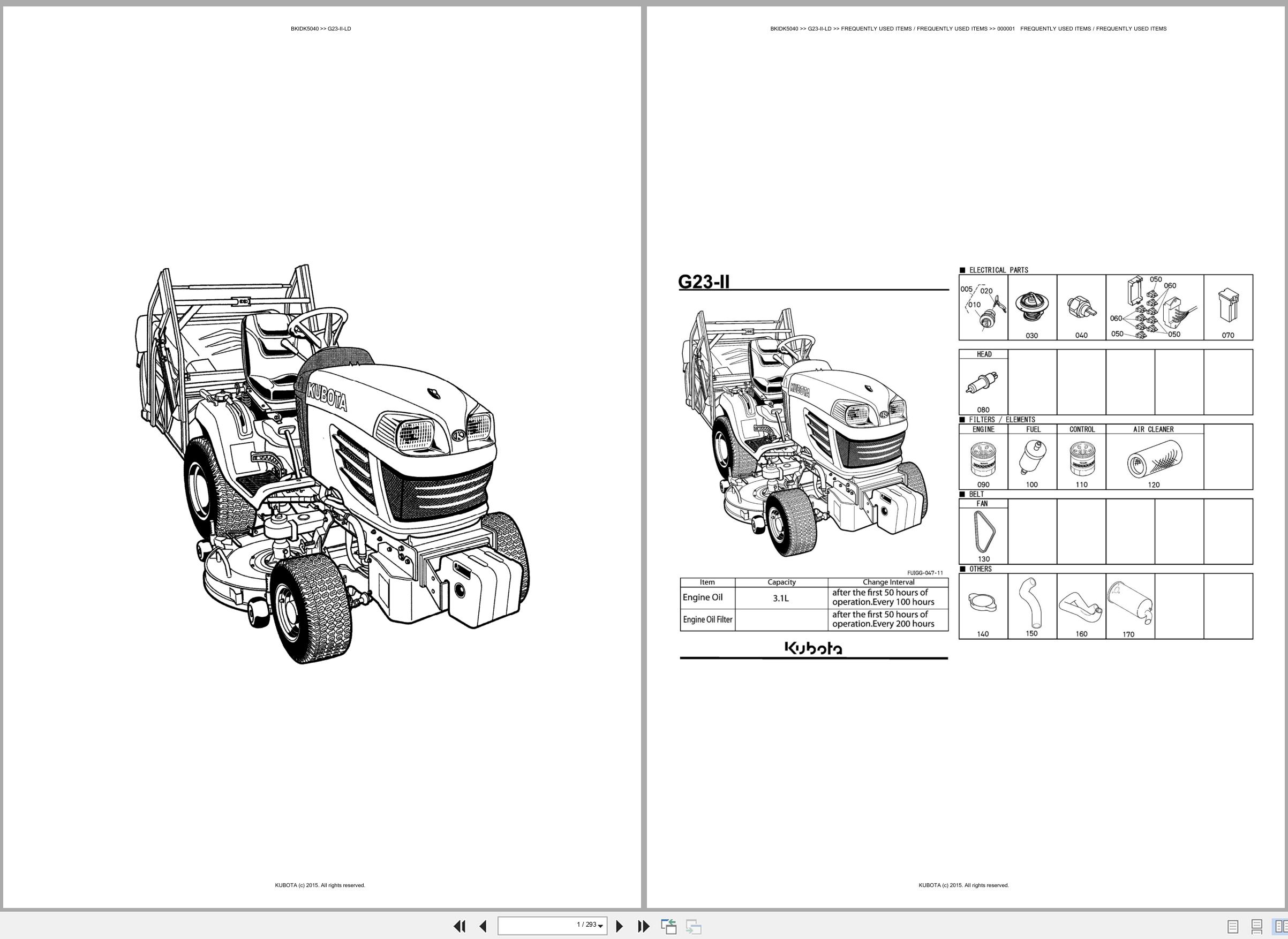 Kubota Lawn Mower G23 II LD Spare Parts Catalog EN ES (1)