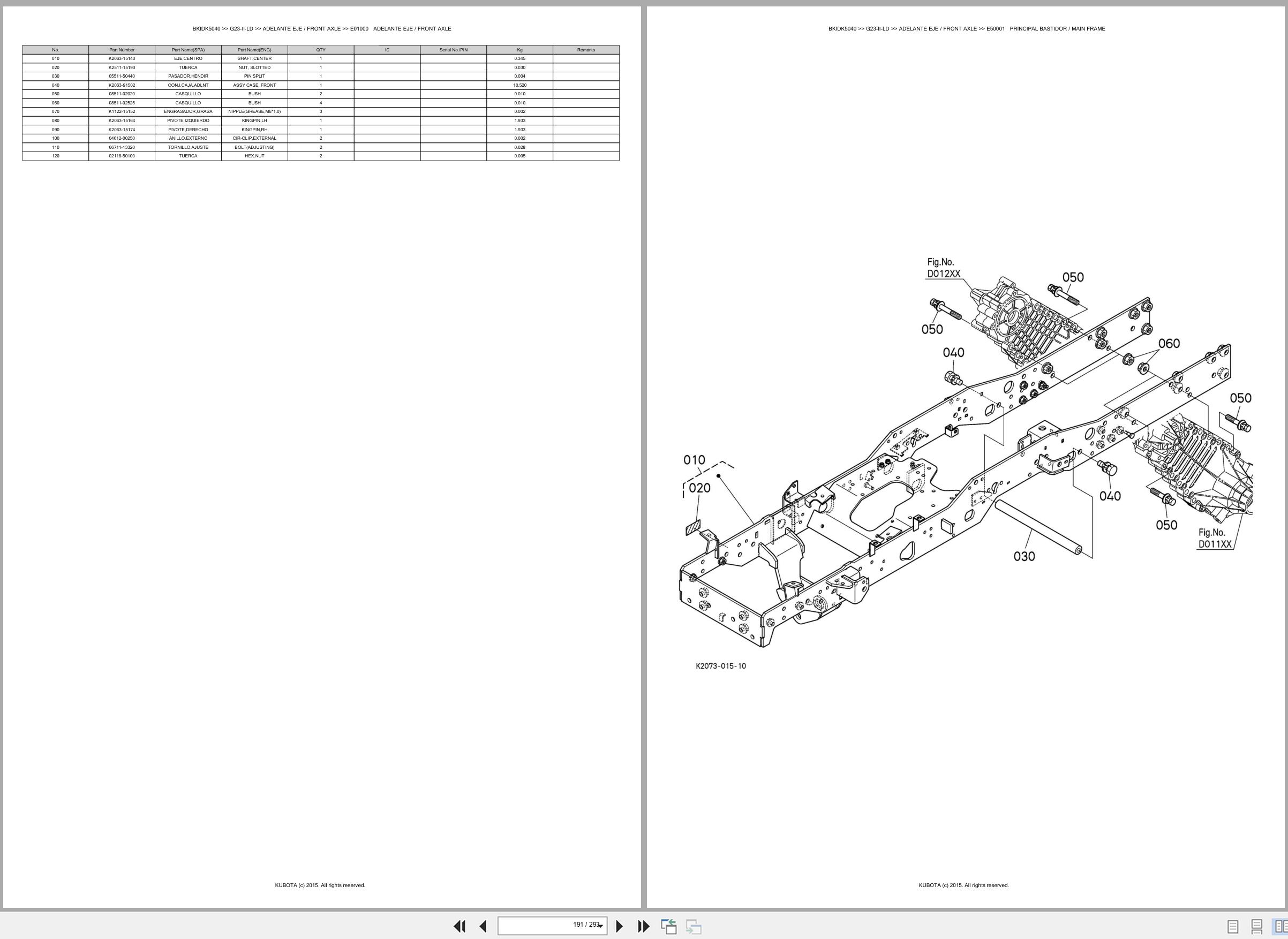 Kubota Lawn Mower G23 II LD Spare Parts Catalog EN ES (3)