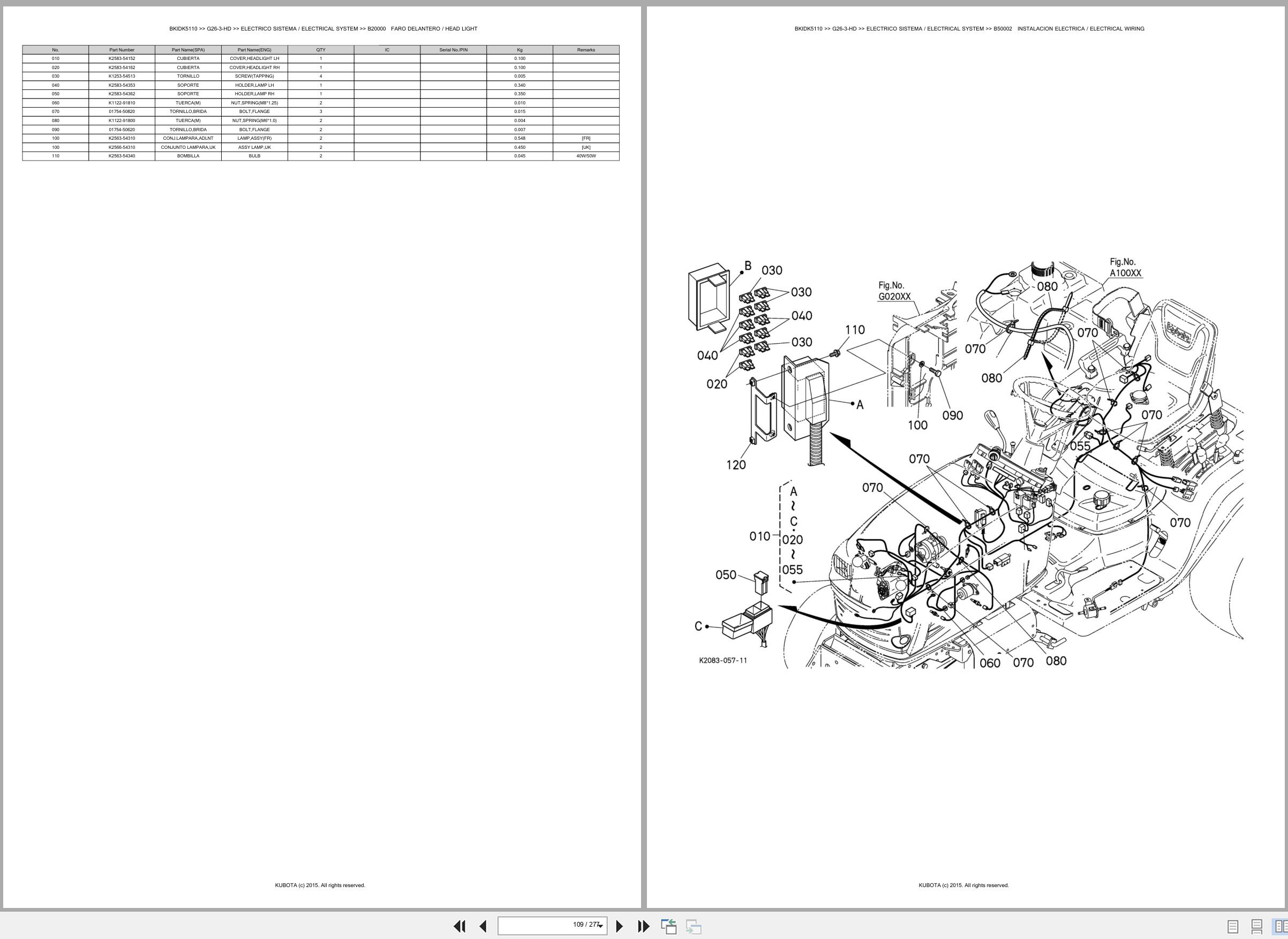 Kubota Lawn Mower G26 3 HD Spare Parts Catalog EN ES (2)