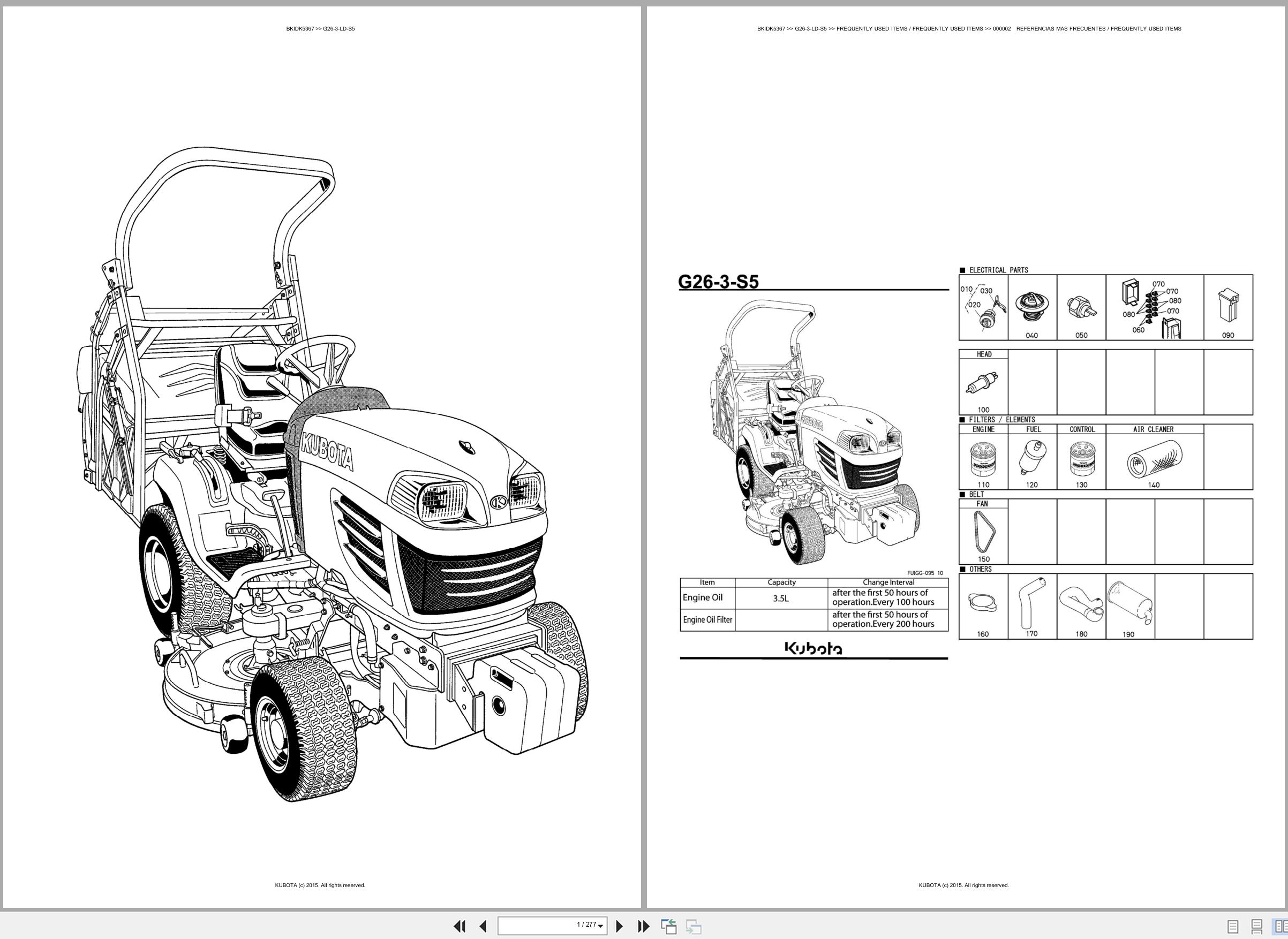 Kubota Lawn Mower G26 3 LD S5 Spare Parts Catalog EN ES (1)