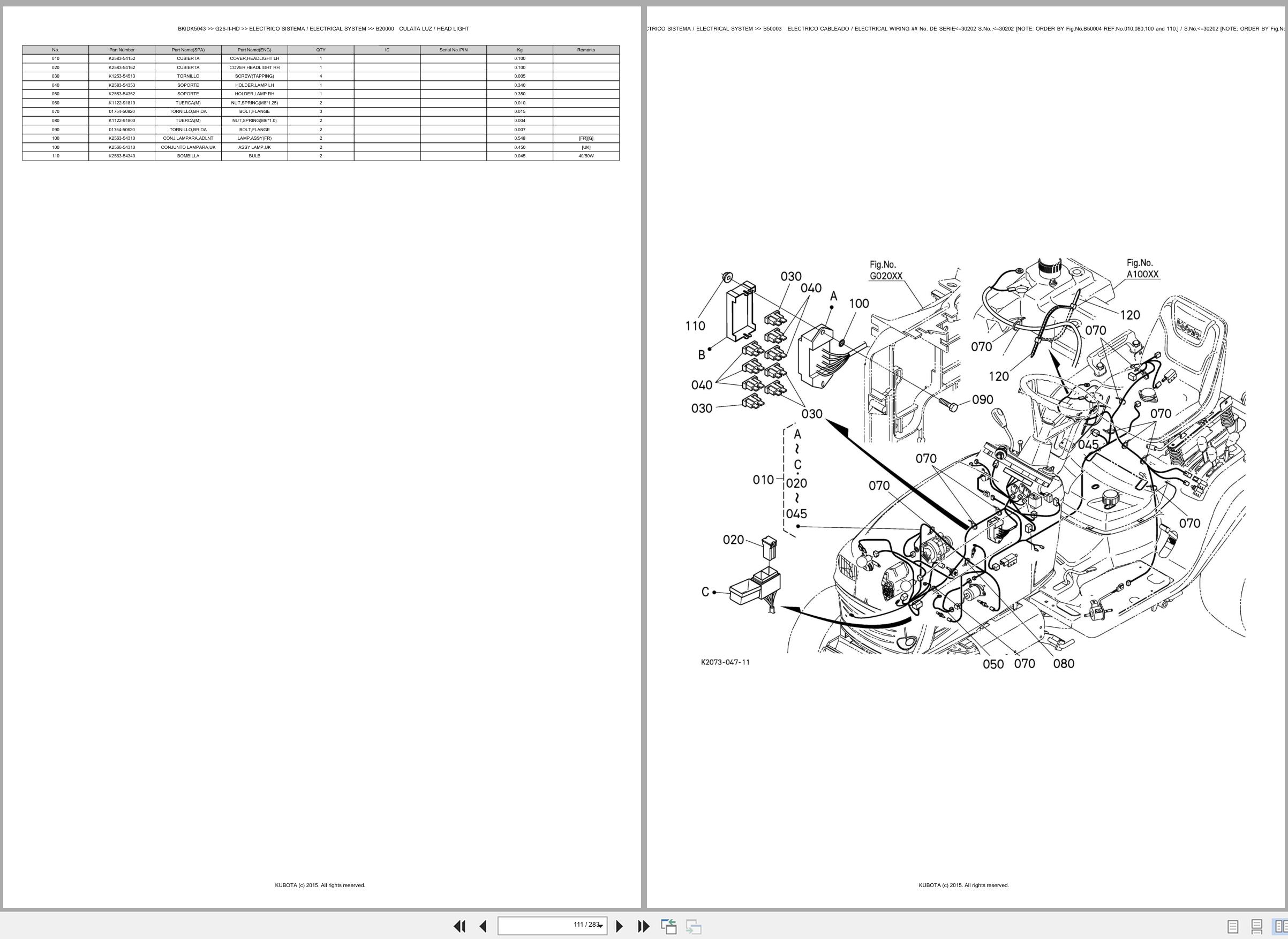 Kubota Lawn Mower G26 II HD Spare Parts Catalog EN ES (2)
