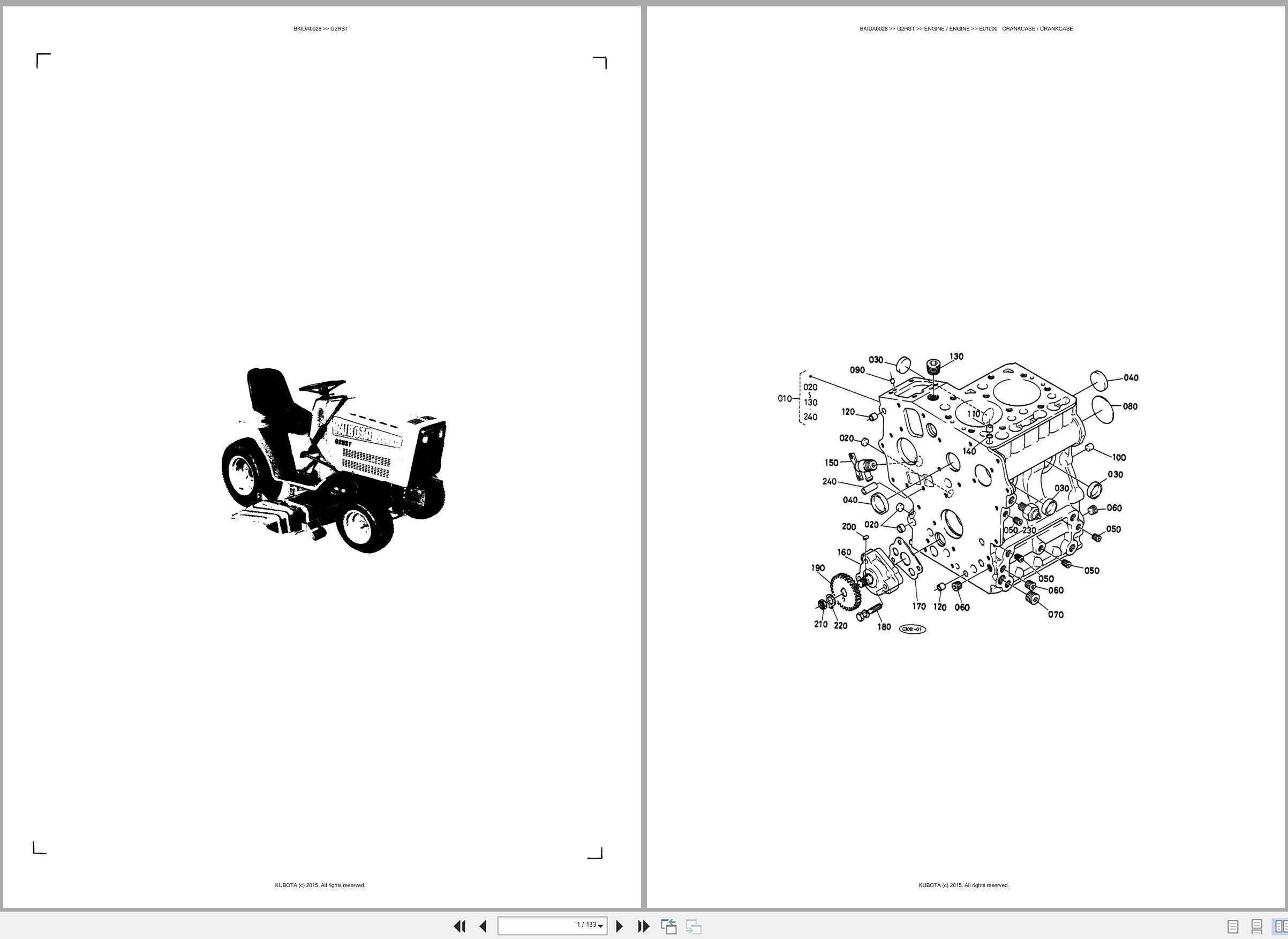 Kubota Lawn Mower G2HST Spare Parts Catalog EN ES (1)