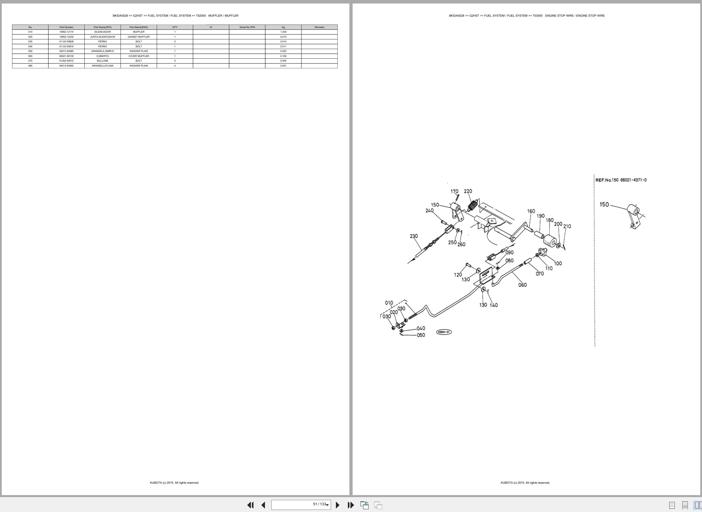 Kubota Lawn Mower G2HST Spare Parts Catalog EN ES (2)