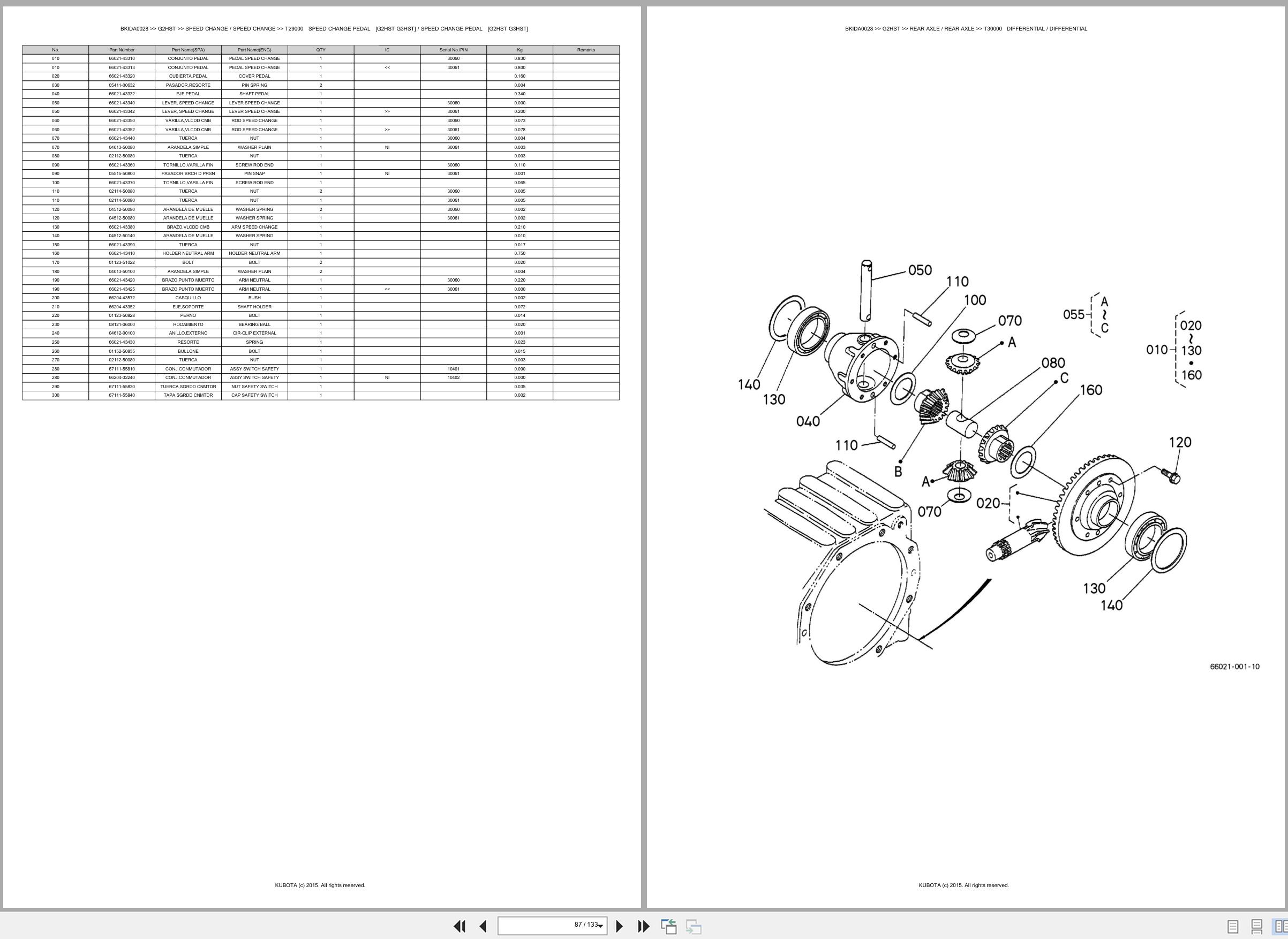 Kubota Lawn Mower G2HST Spare Parts Catalog EN ES (3)