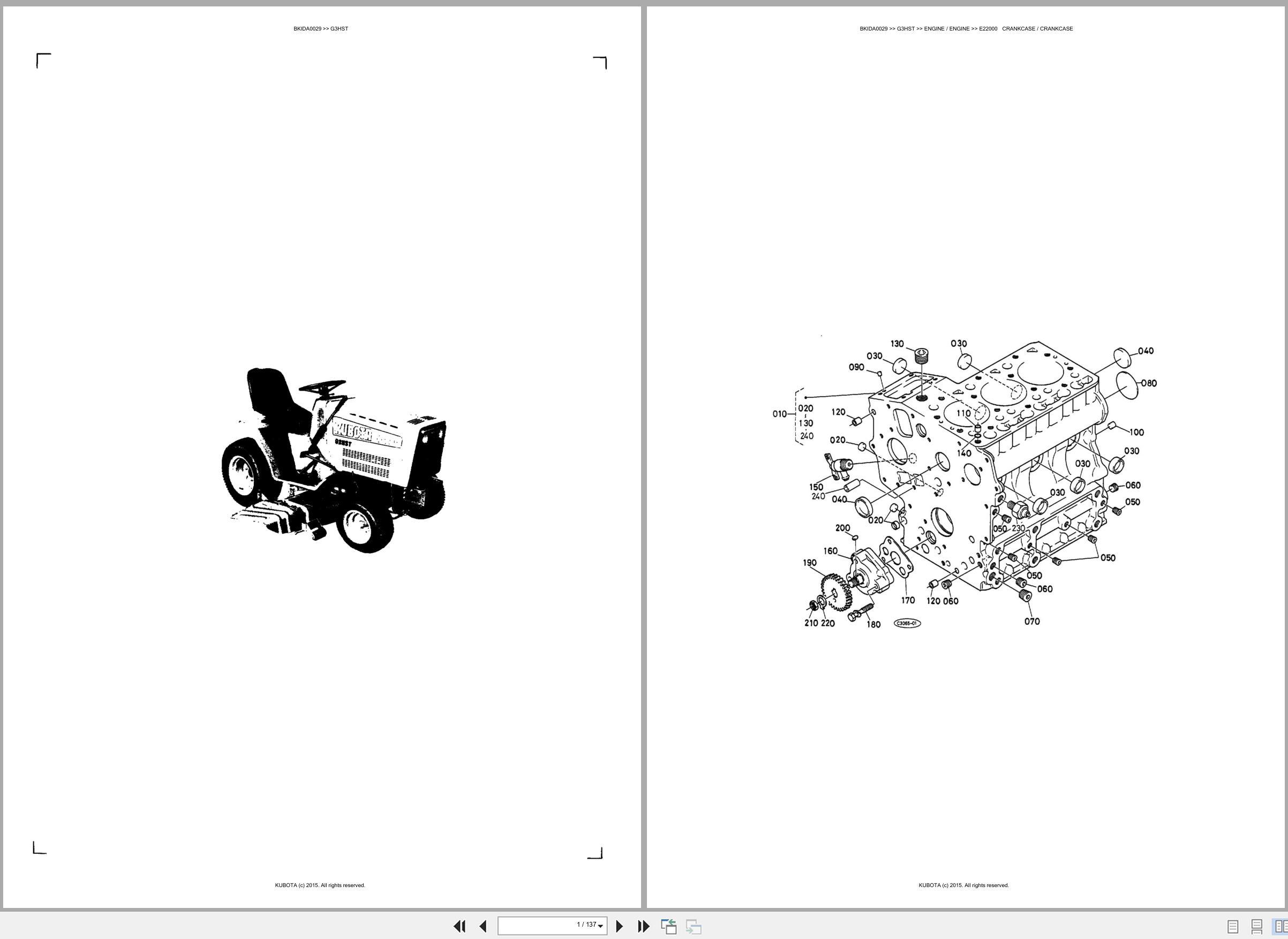 Kubota Lawn Mower G3HST Spare Parts Catalog EN ES (1)
