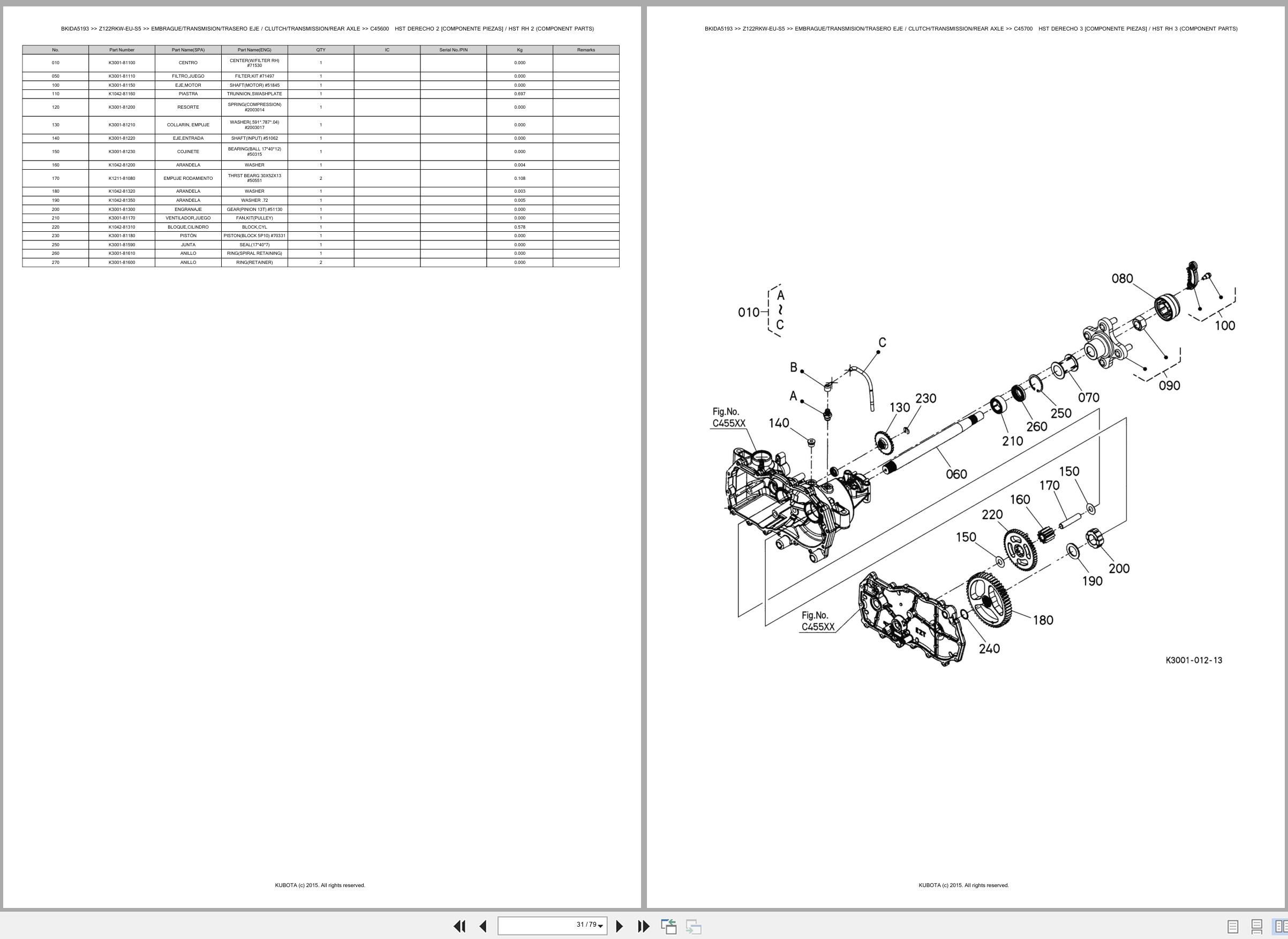 Kubota Lawn Mower Z122RKW EU S5 Spare Parts Catalog EN ES (2)