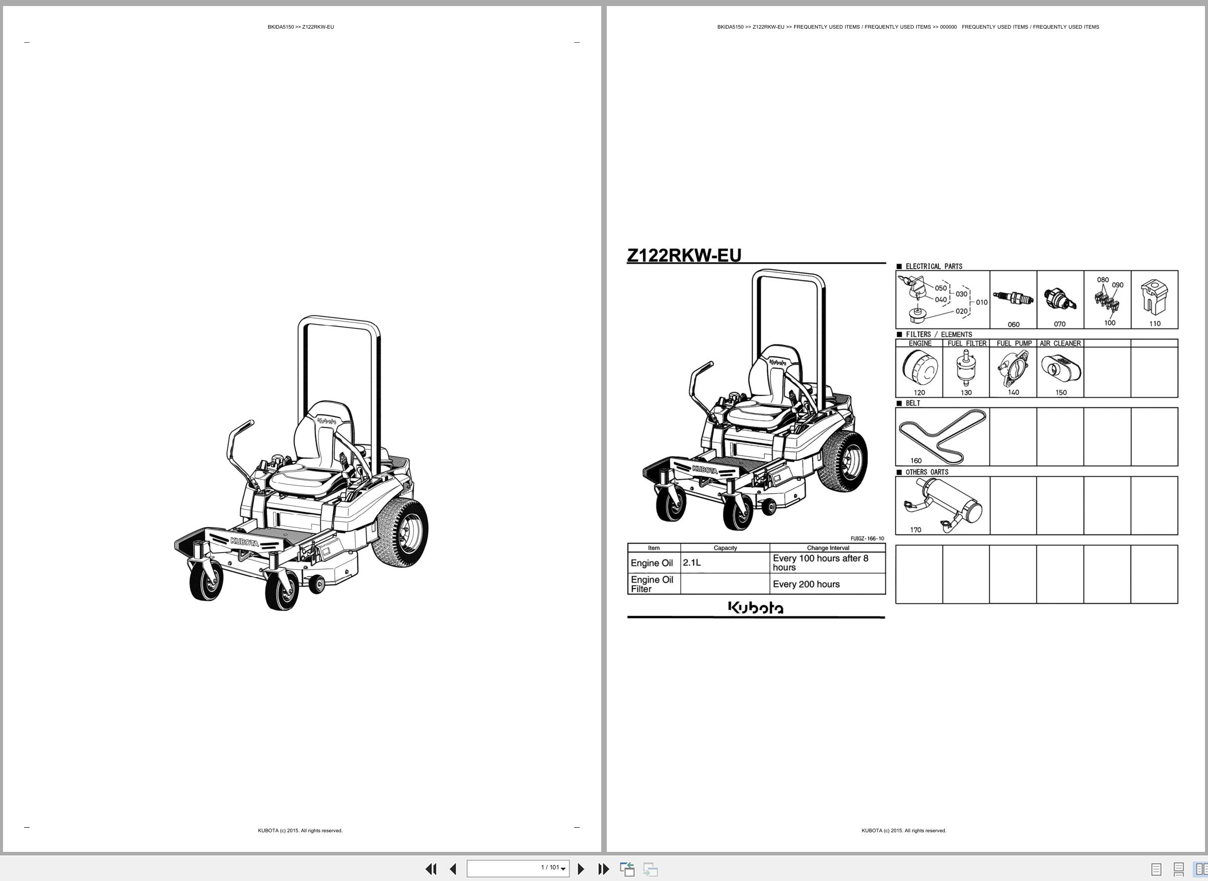 Kubota Lawn Mower Z122RKW EU Spare Parts Catalog EN ES (1)