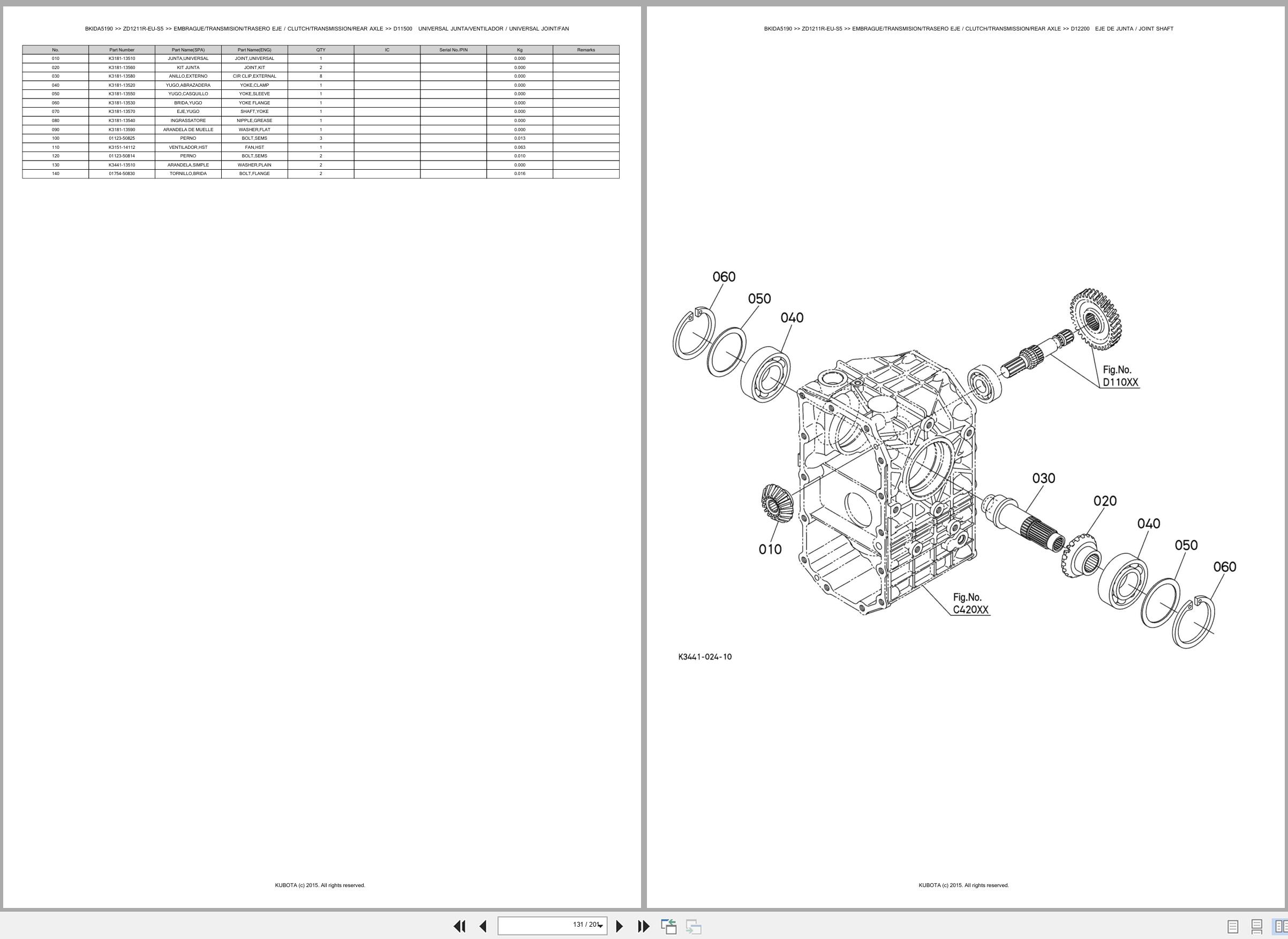 Kubota Lawn Mower ZD1211R EU S5 Spare Parts Catalog EN ES (3)
