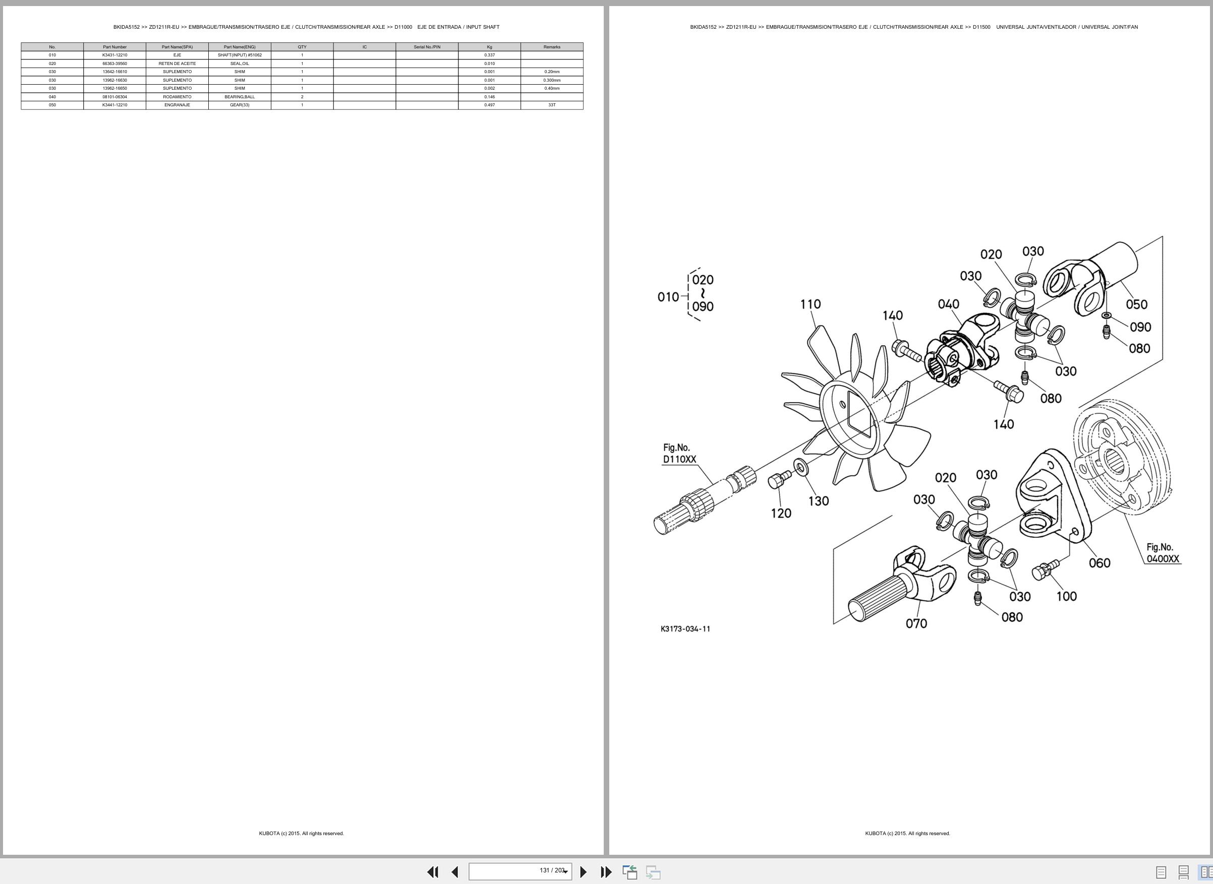Kubota Lawn Mower ZD1211R EU Spare Parts Catalog EN ES (3)