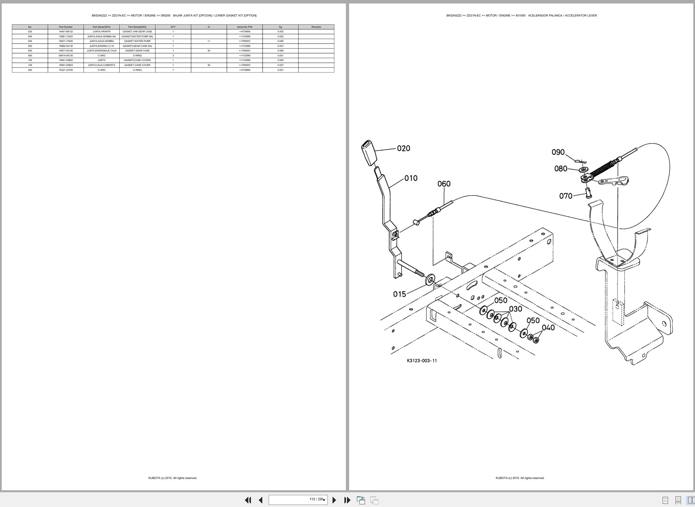 Kubota Lawn Mower ZD21N EC Spare Parts Catalog EN ES (2)