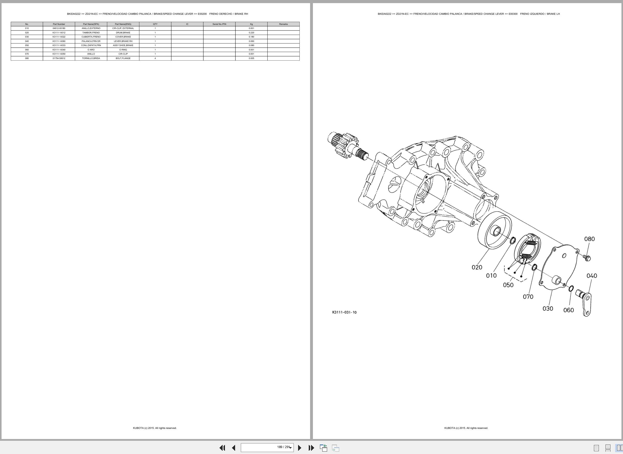 Kubota Lawn Mower ZD21N EC Spare Parts Catalog EN ES (3)