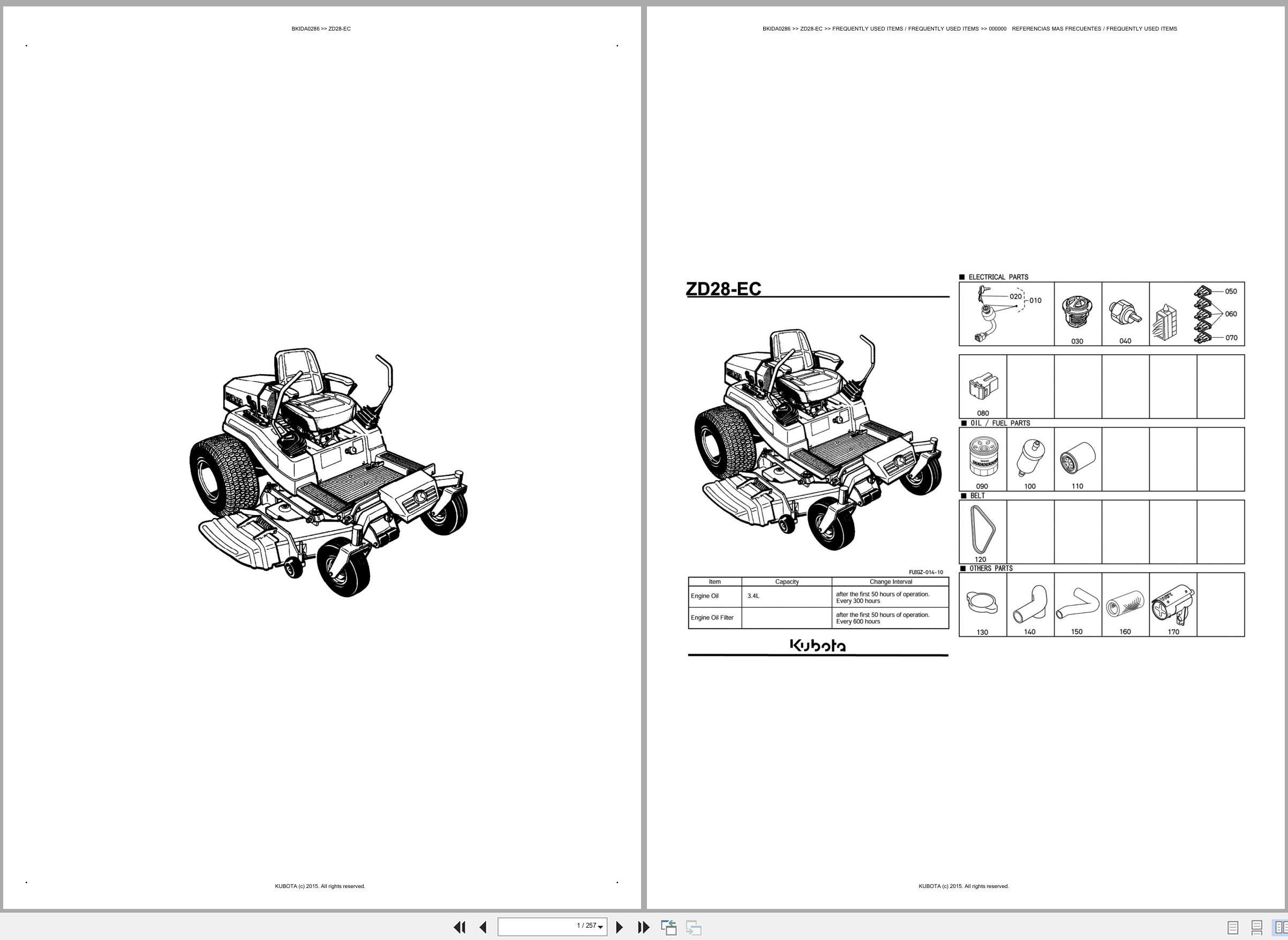 Kubota Lawn Mower ZD28 EC Spare Parts Catalog EN ES (1)