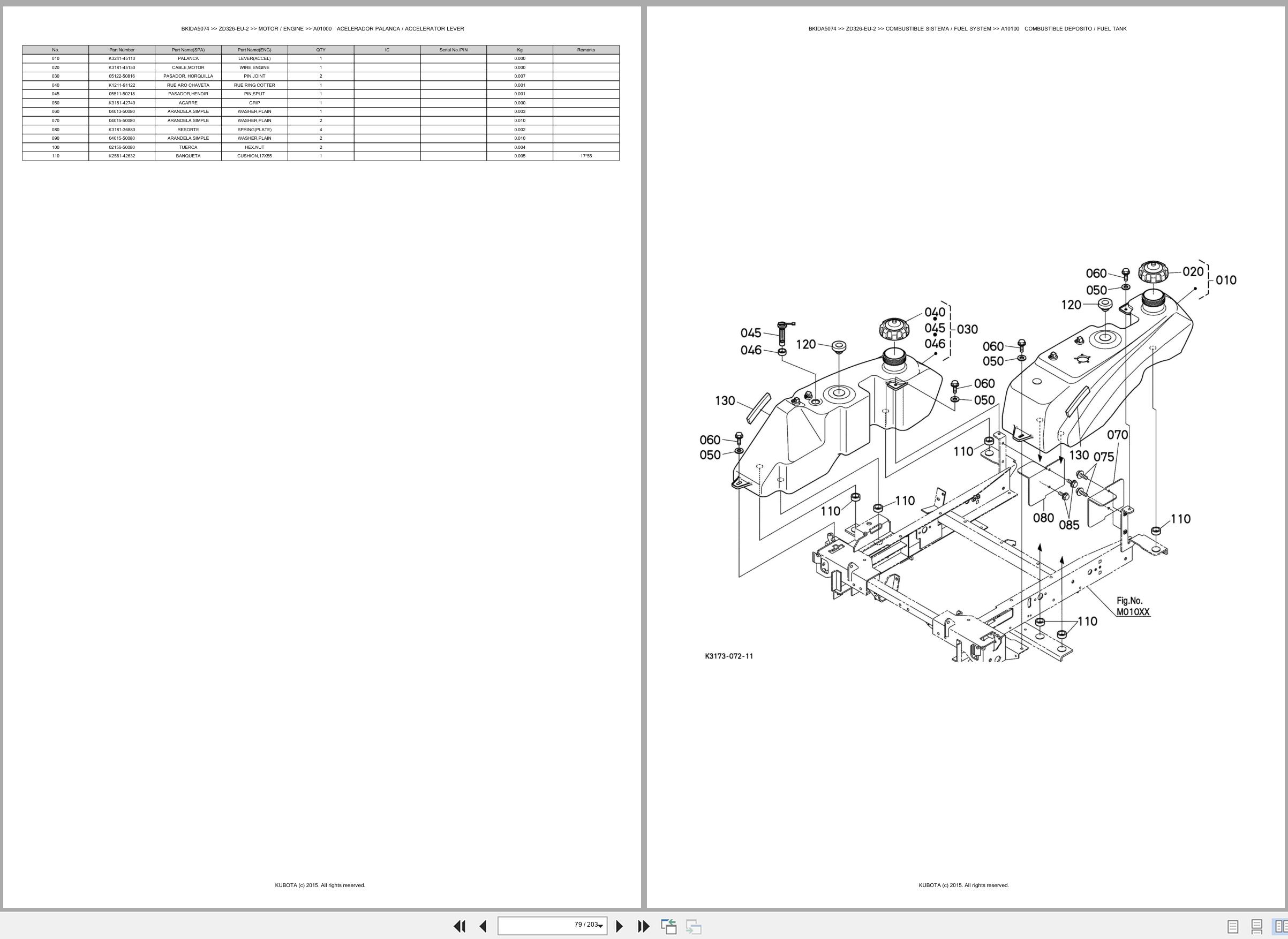 Kubota Lawn Mower ZD326 EU 2 Spare Parts Catalog EN ES (2)