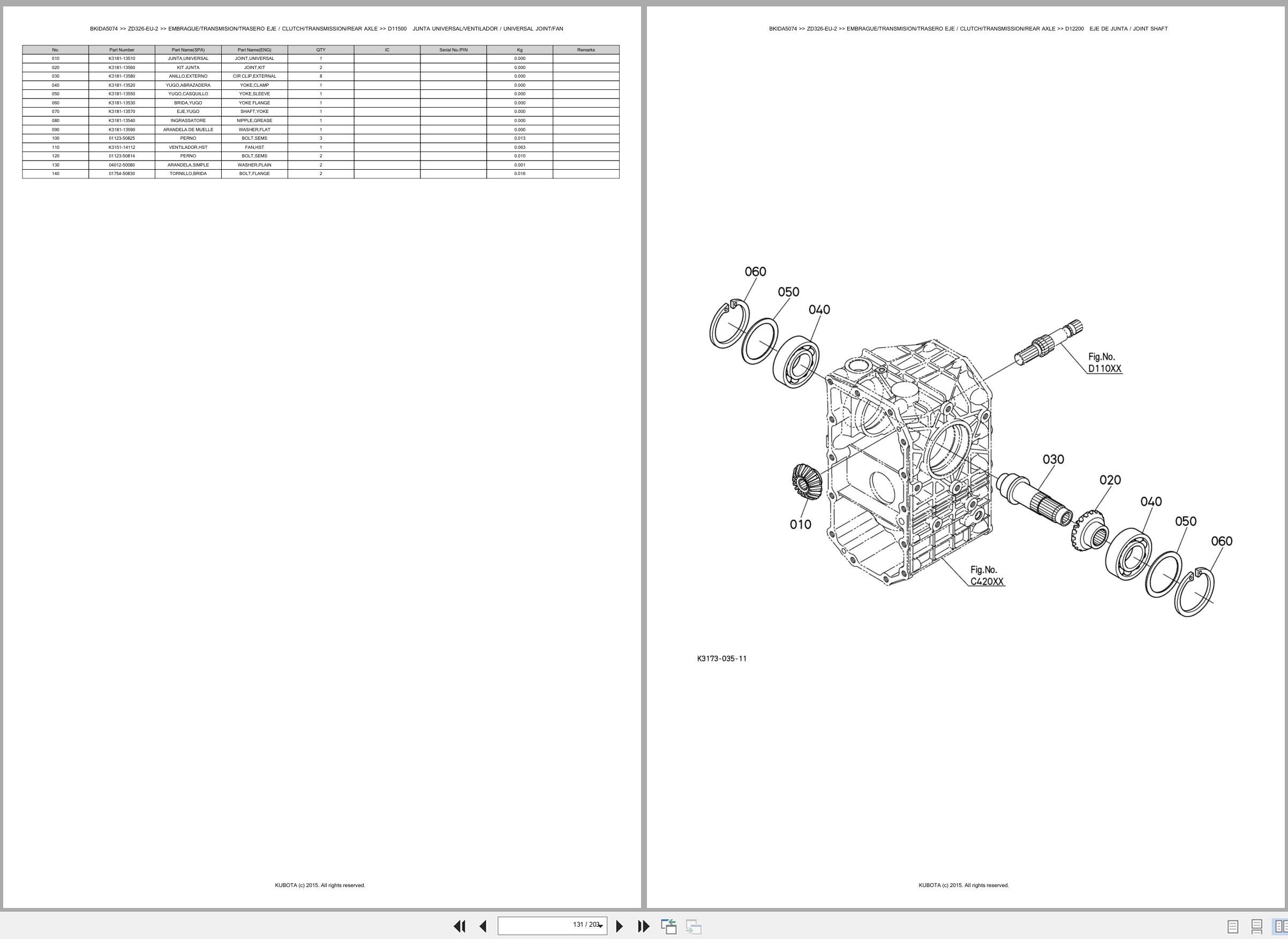 Kubota Lawn Mower ZD326 EU 2 Spare Parts Catalog EN ES (3)