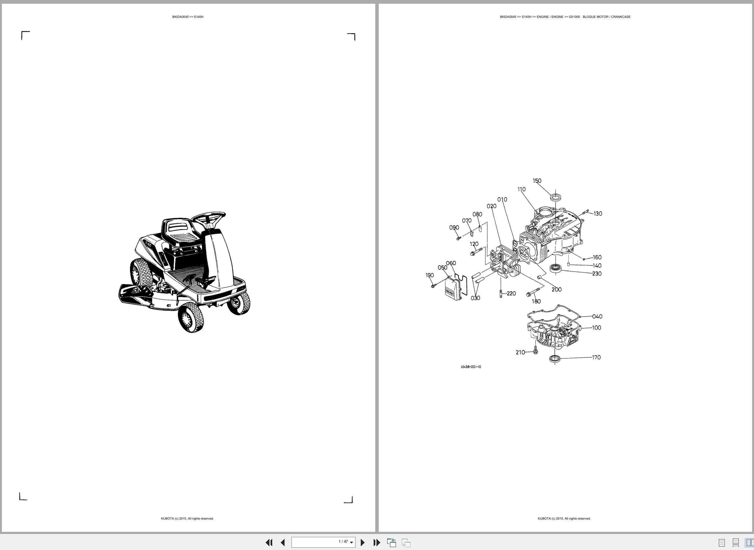 Kubota Lawn Tractors S140H Spare Parts Catalog EN ES (1)