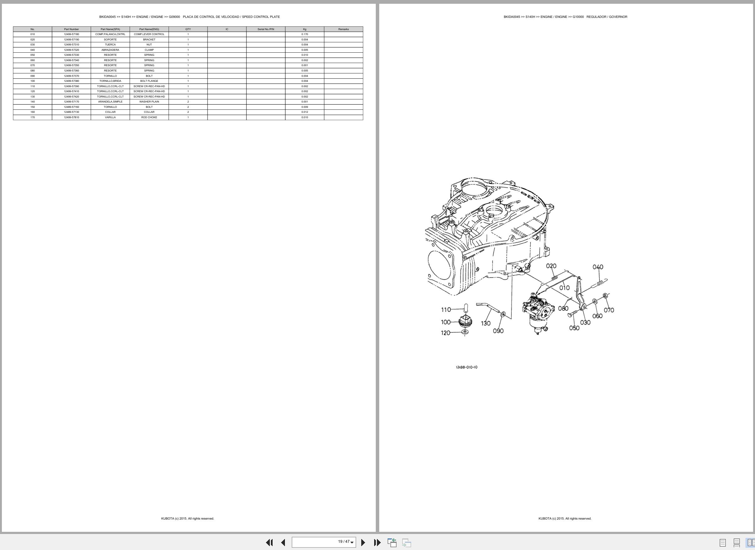 Kubota Lawn Tractors S140H Spare Parts Catalog EN ES (2)