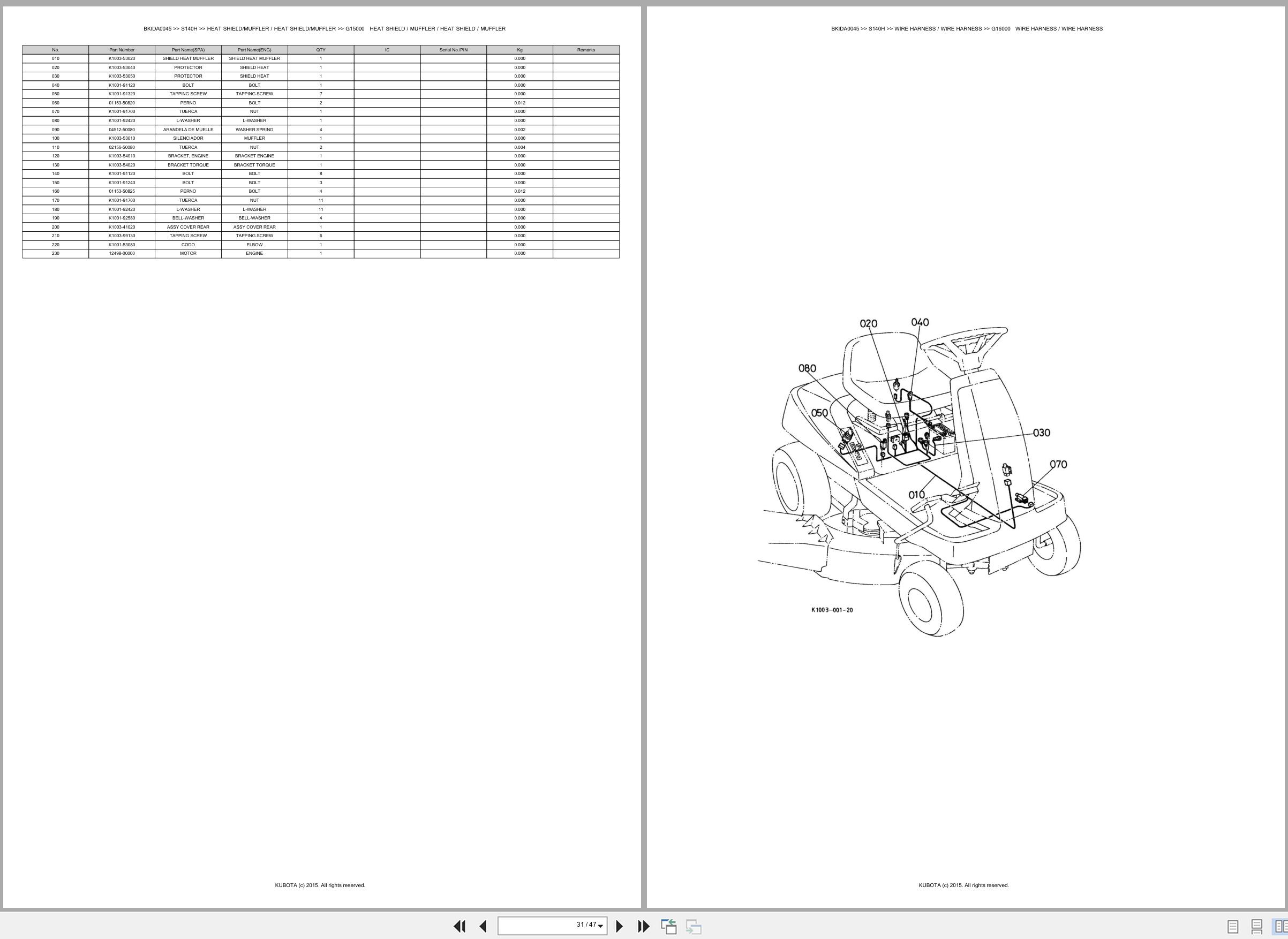 Kubota Lawn Tractors S140H Spare Parts Catalog EN ES (3)