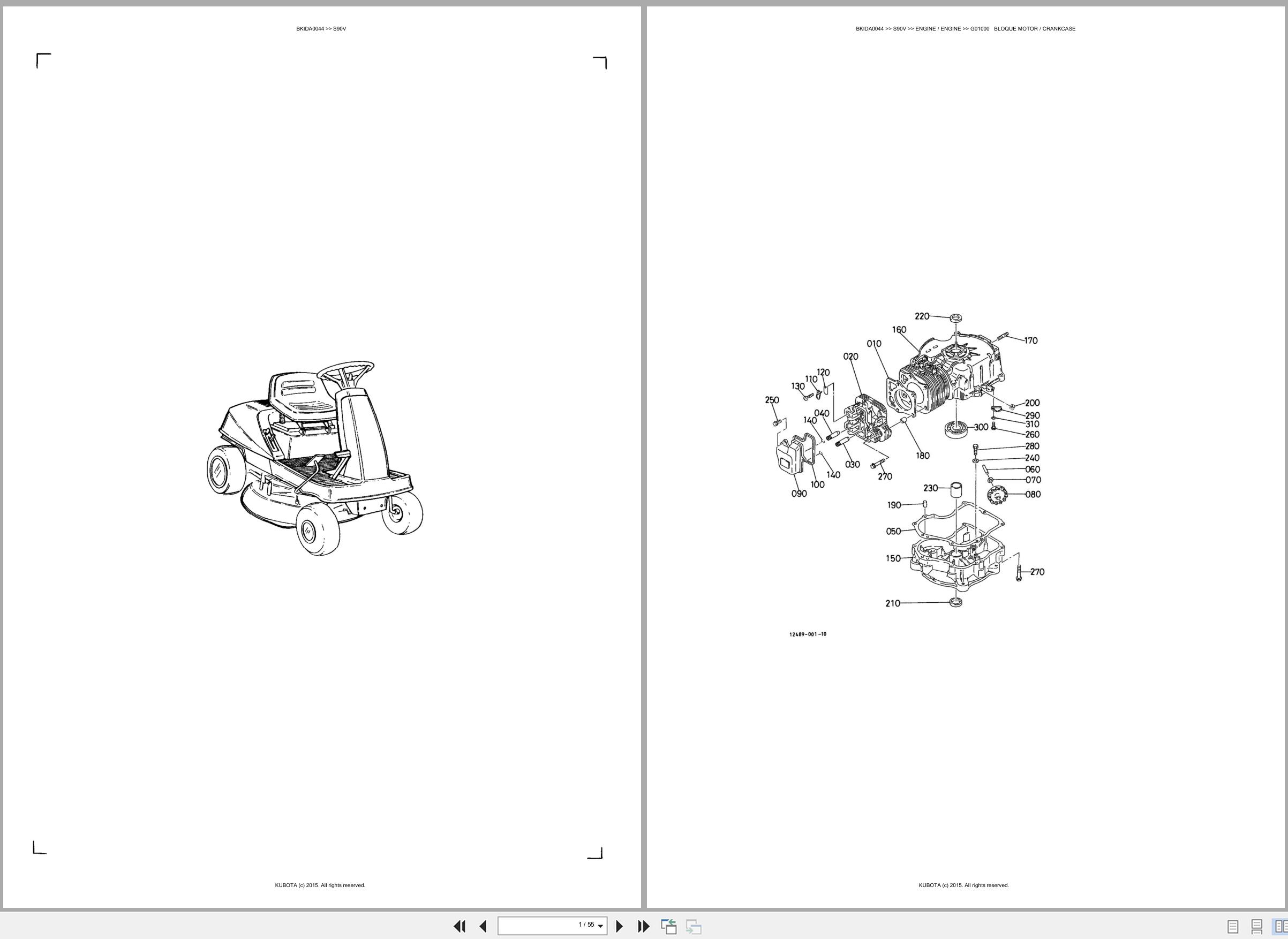 Kubota Lawn Tractors S90V Spare Parts Catalog EN ES (1)