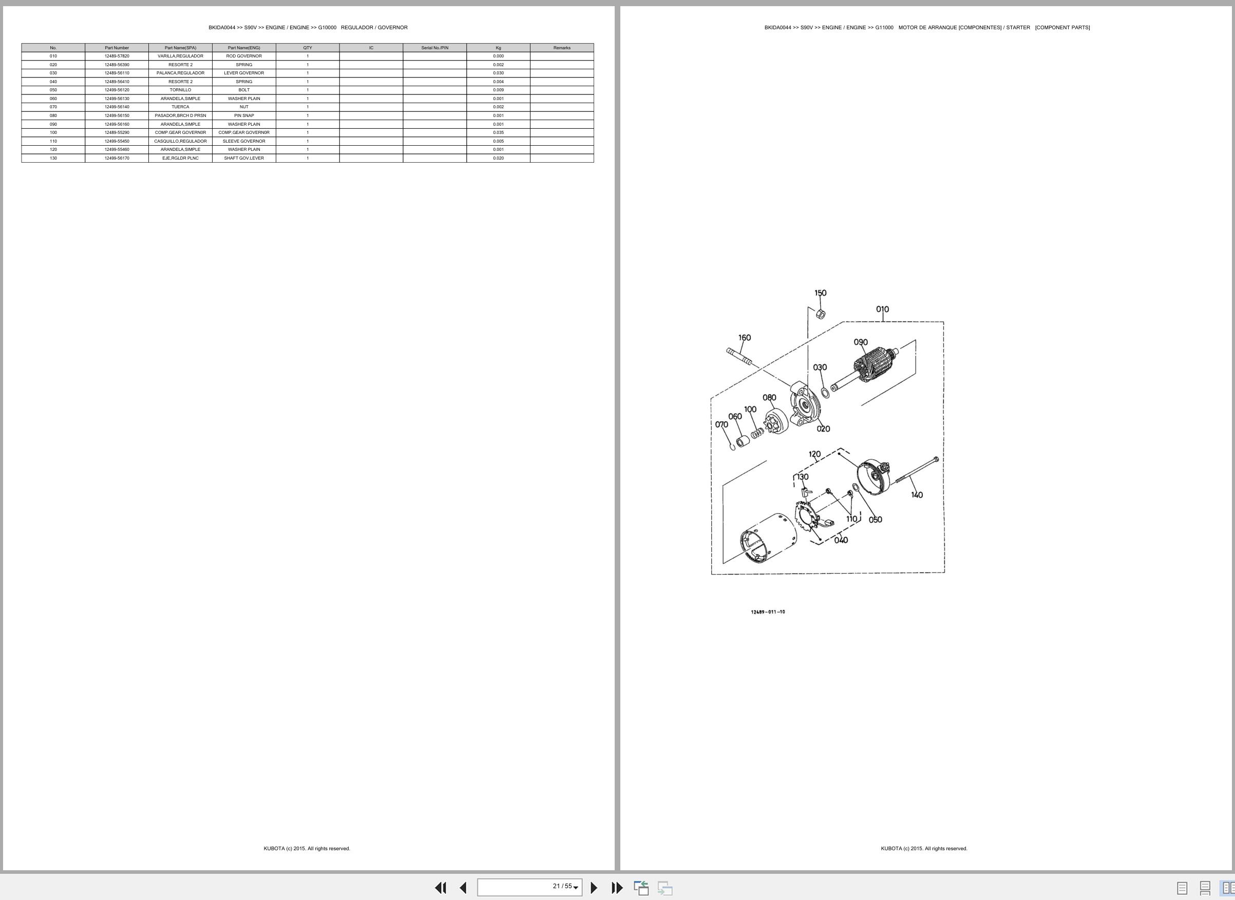 Kubota Lawn Tractors S90V Spare Parts Catalog EN ES (2)