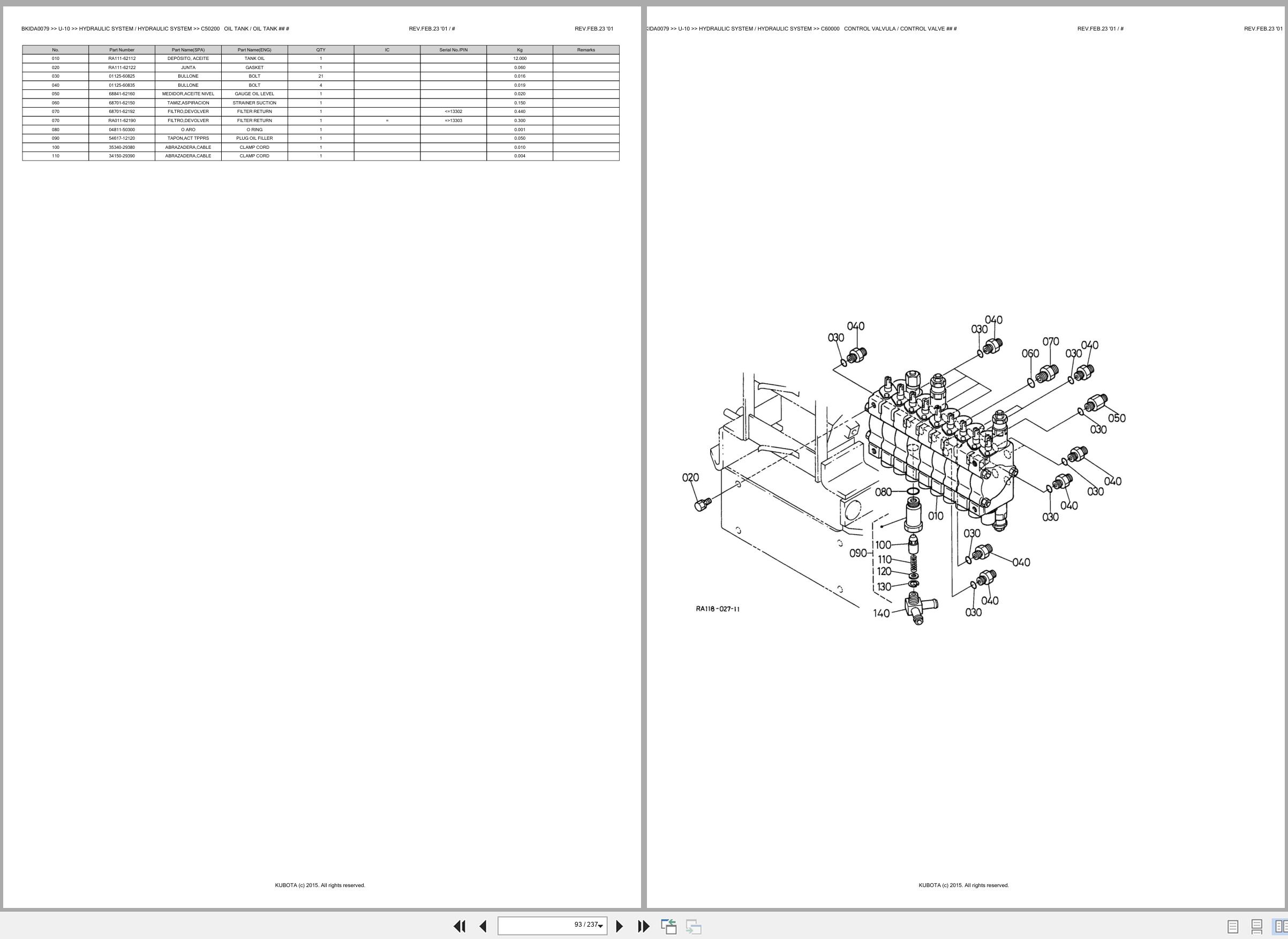 Kubota Mini Excavator U 10 Spare Parts Catalog EN ES (2)