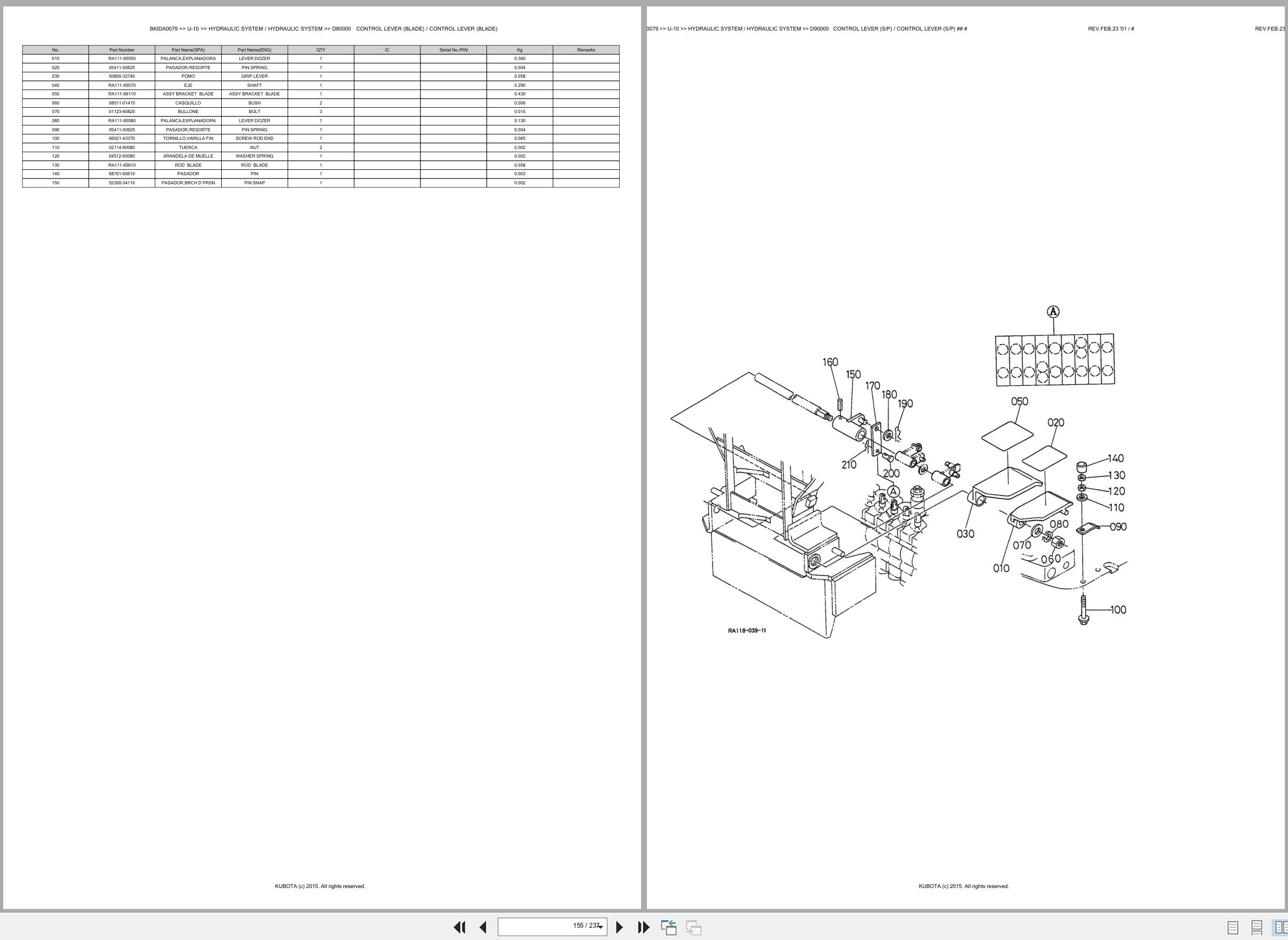 Kubota Mini Excavator U 10 Spare Parts Catalog EN ES (3)
