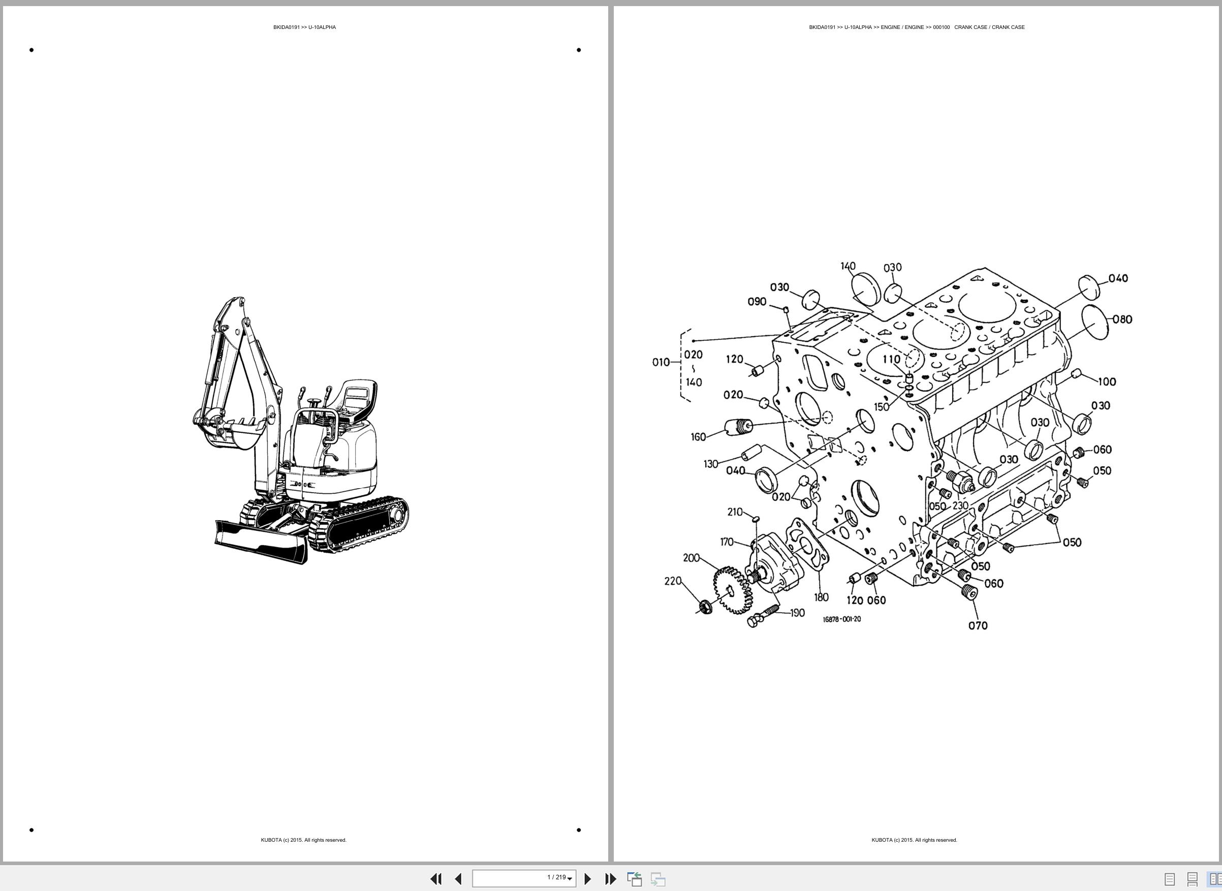 Kubota Mini Excavator U 10ALPHA Spare Parts Catalog EN ES (1)