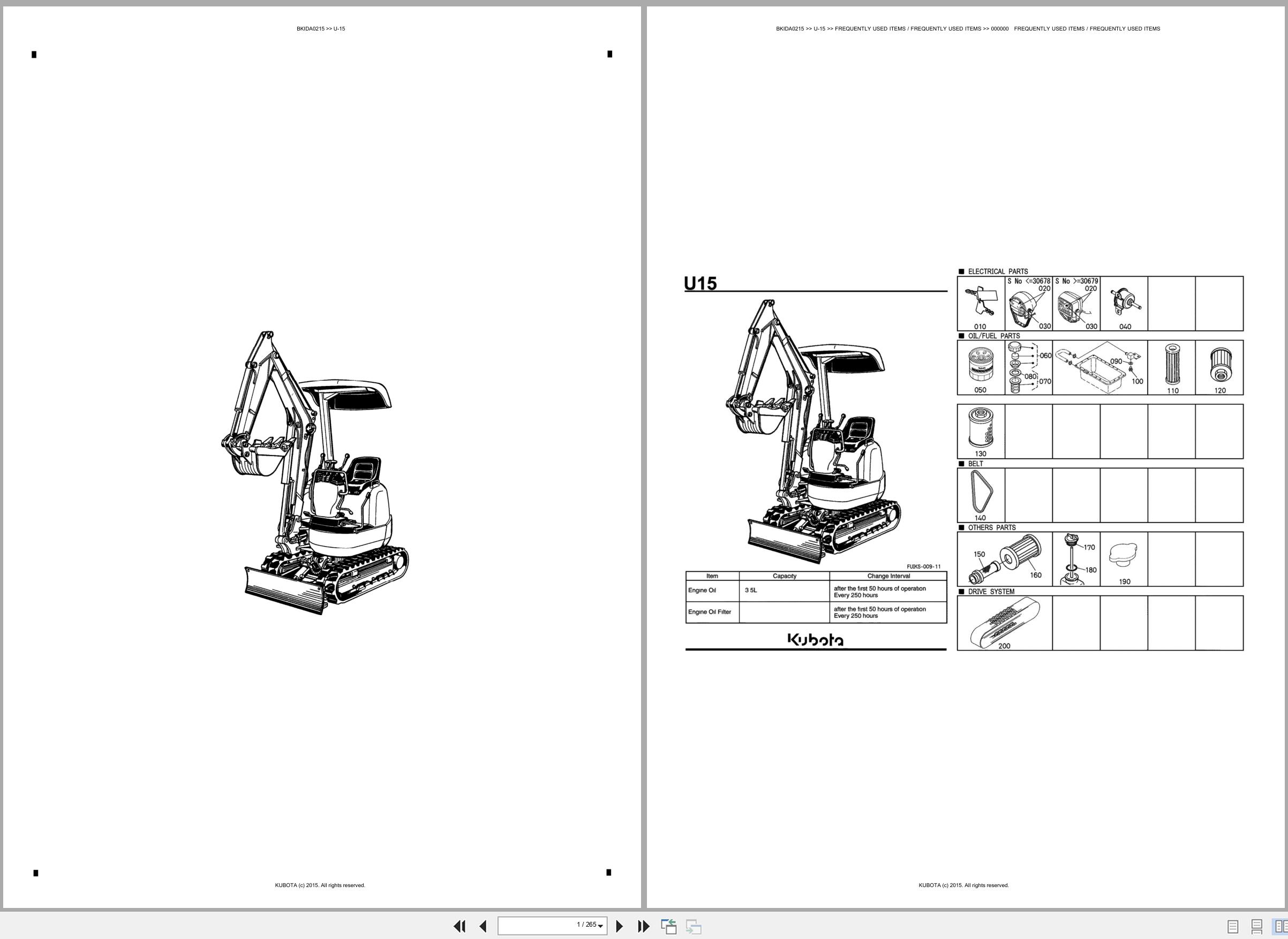 Kubota Mini Excavator U 15 Spare Parts Catalog EN ES (1)