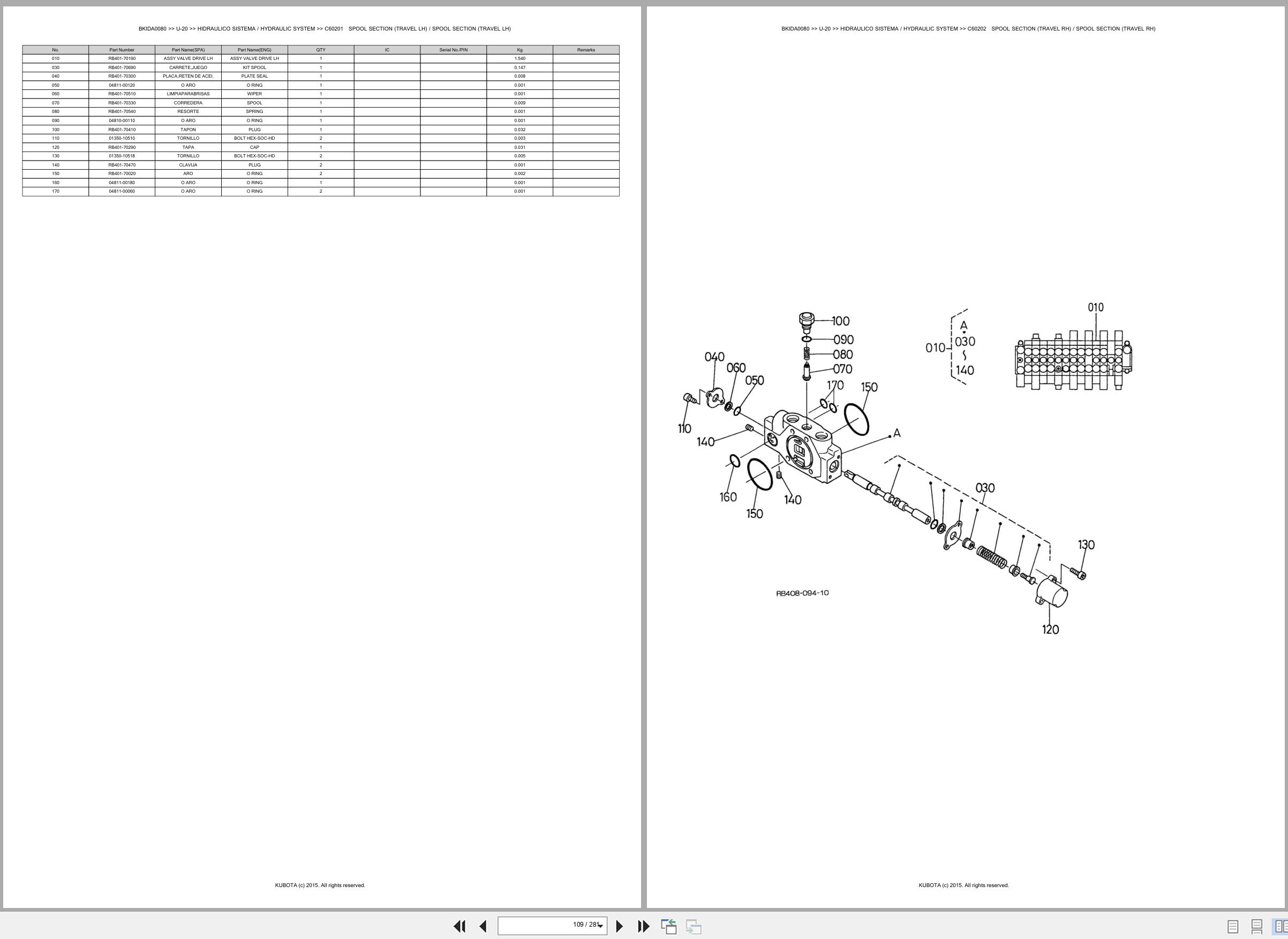 Kubota Mini Excavator U 20 Spare Parts Catalog EN ES (2)